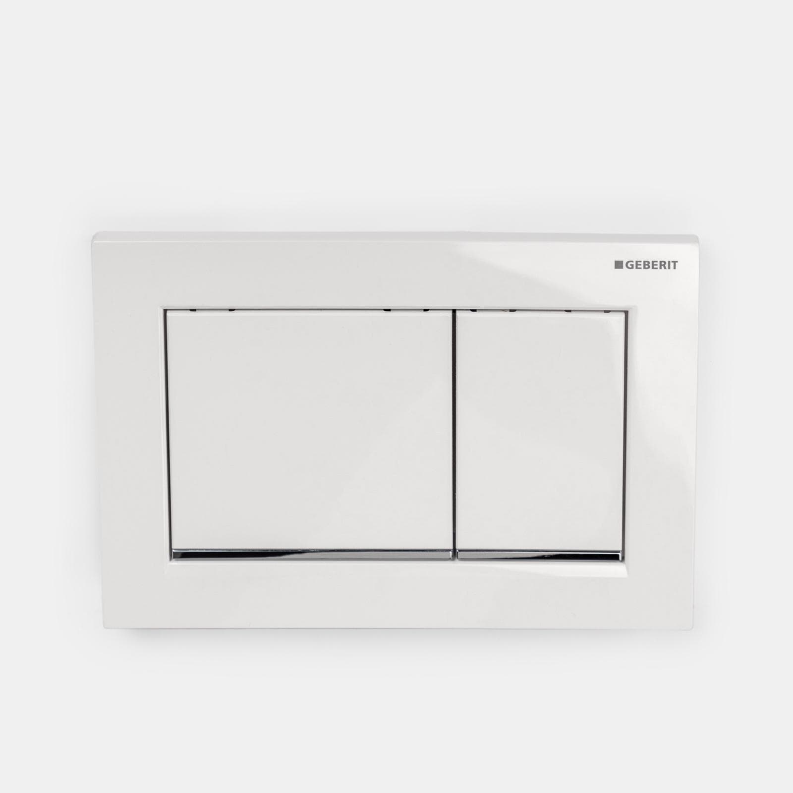 Placca di comando Geberit per risciacquo a due quantità bianco-cromo - Omega20 square