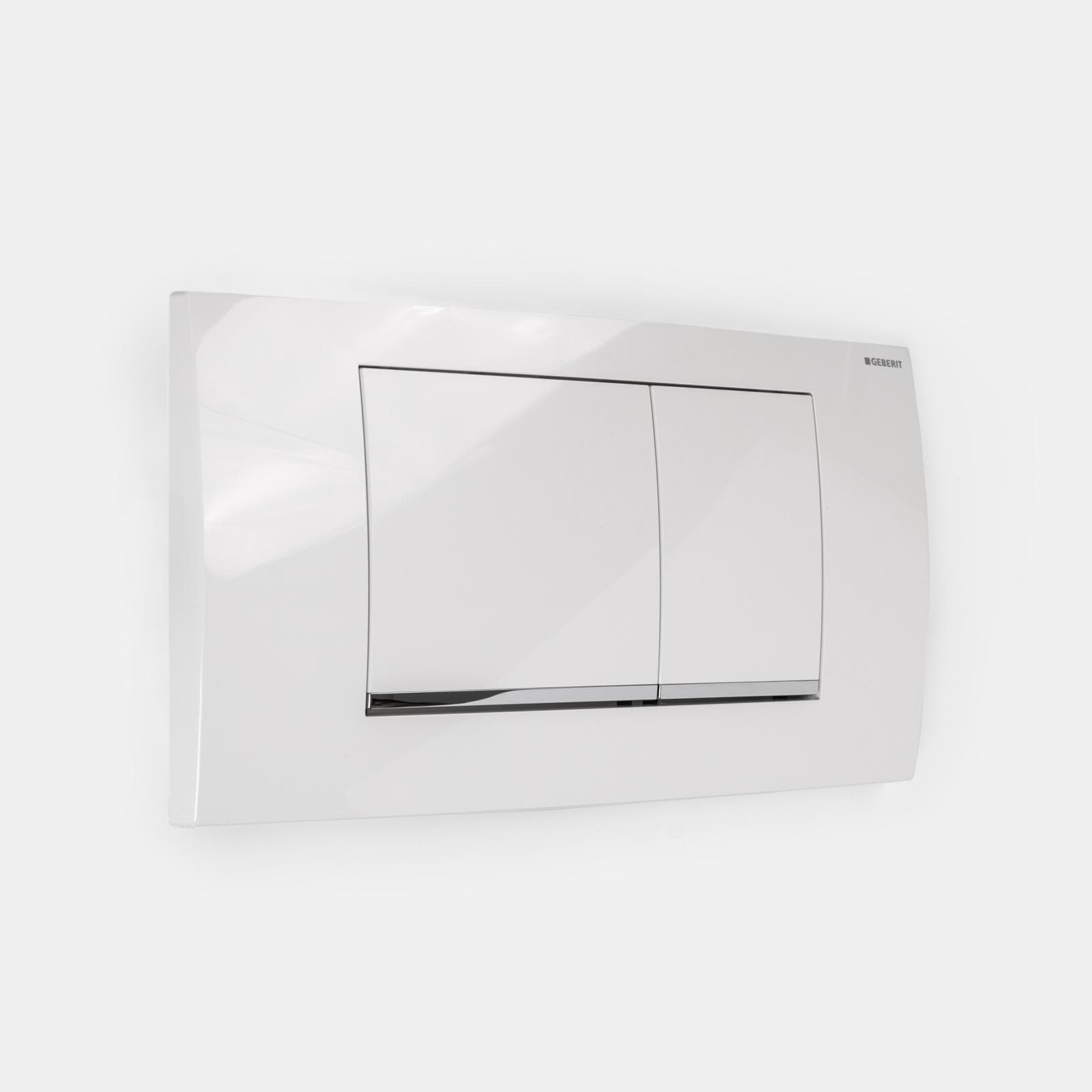 Placca doppio tasto bianco-cromo compatibile con cassetta di riscacquo Twinline - Twinline30 Geberit