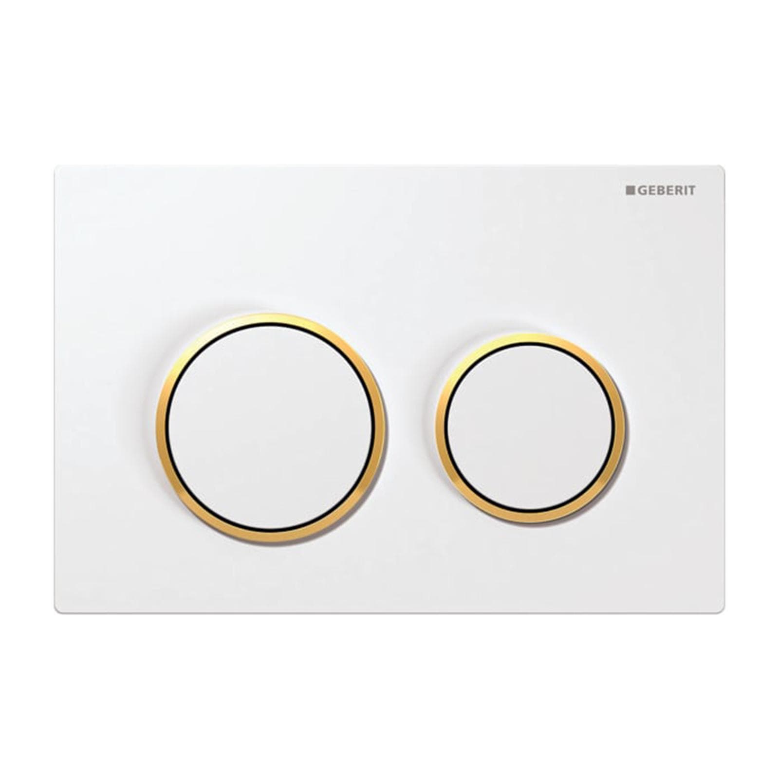 Placca doppio tasto Geberit bianco-oro - Omega20 round