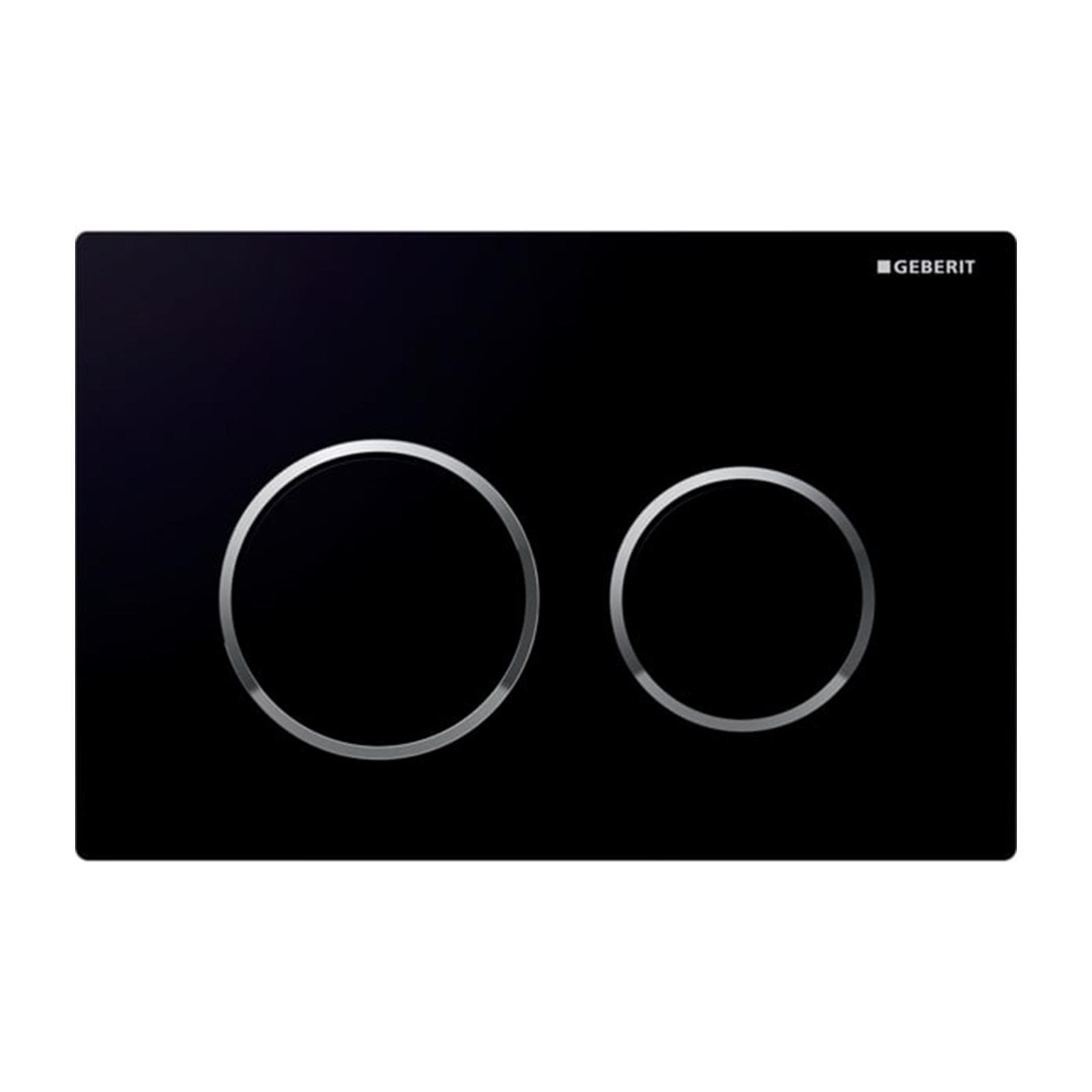 Placca doppio tasto Geberit nero-cromo - Omega20 round