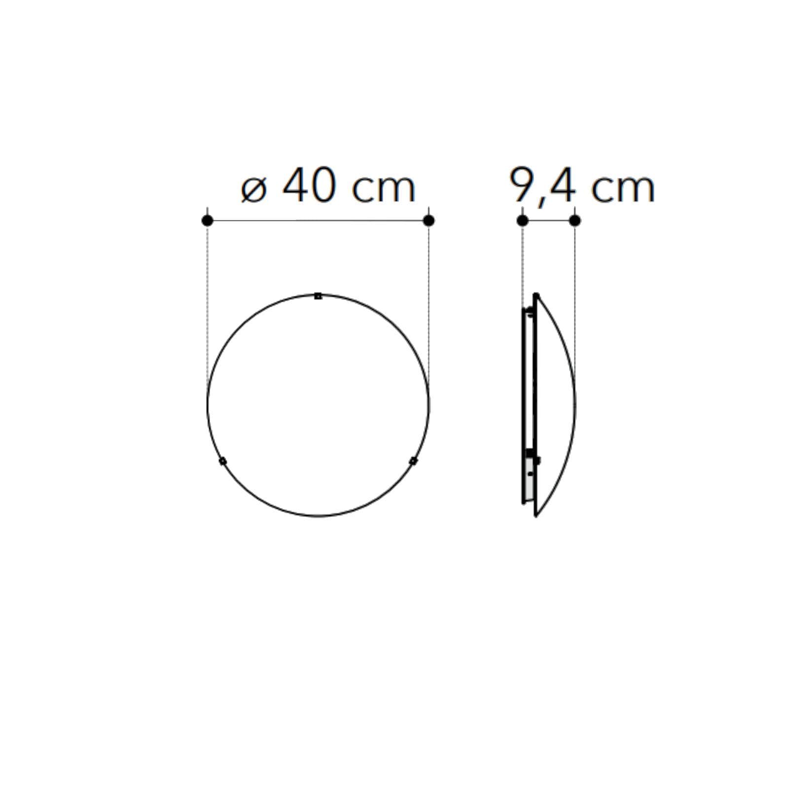 Plafoniera 40 cm in vetro bianco lucido con decoro cerchi neri