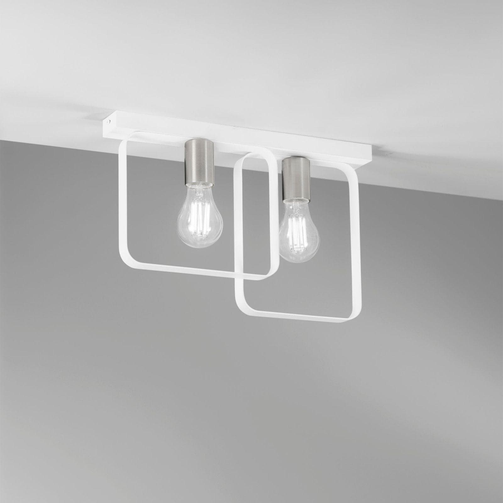 Plafoniera 41,5 cm in metallo bianco e silver