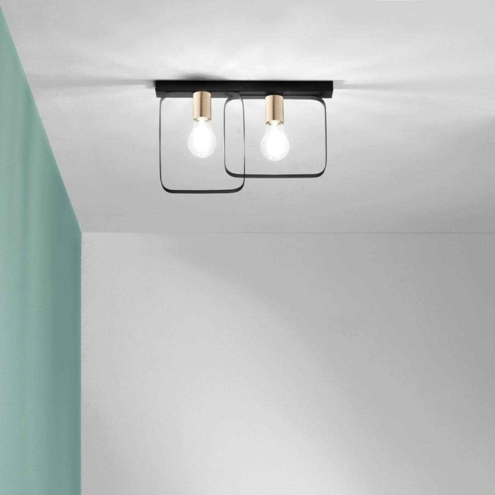 Plafoniera 41,5 cm in metallo nero e oro