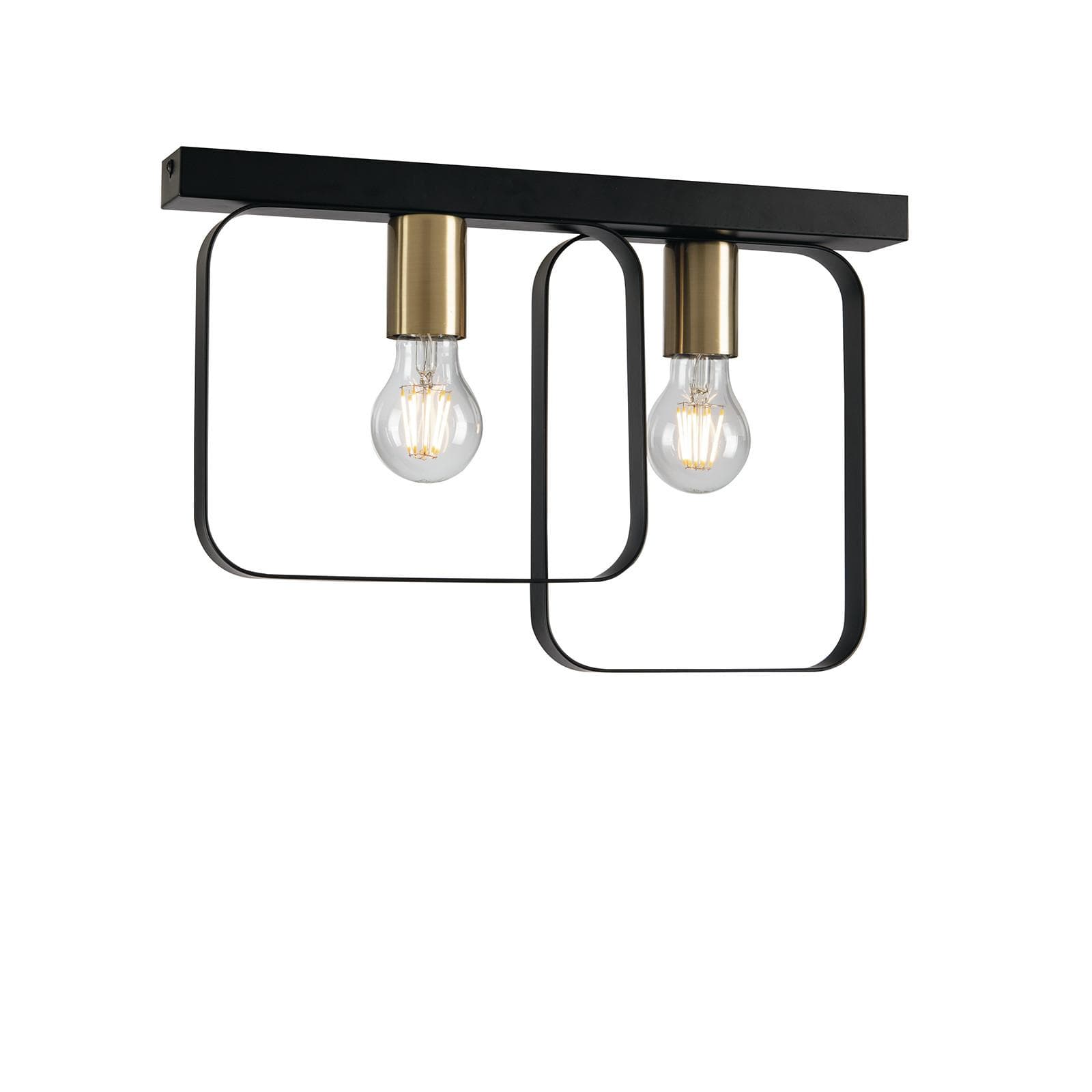 Plafoniera 41,5 cm in metallo nero e oro