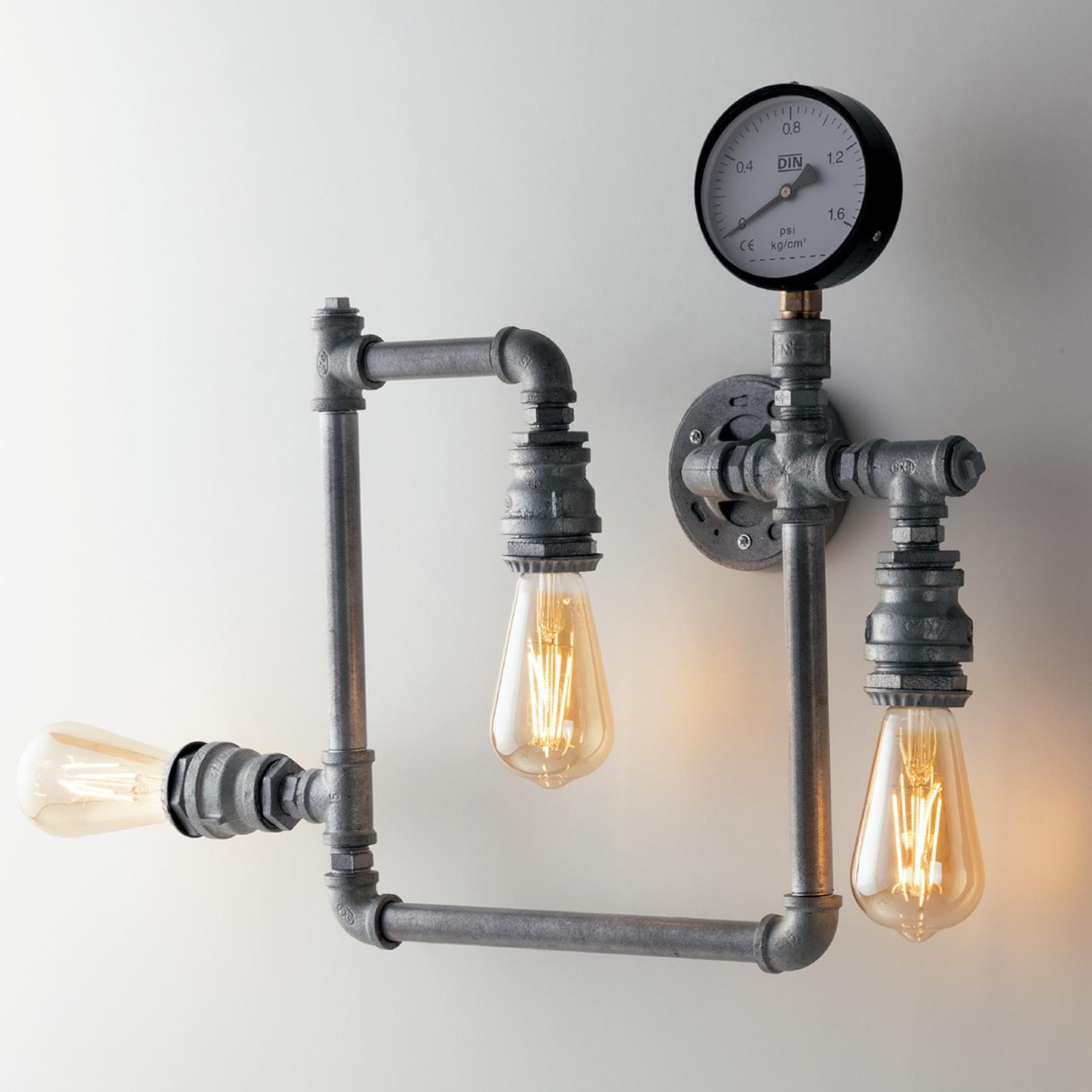 Plafoniera stile industrial 48x10 cm in metallo effetto zincato