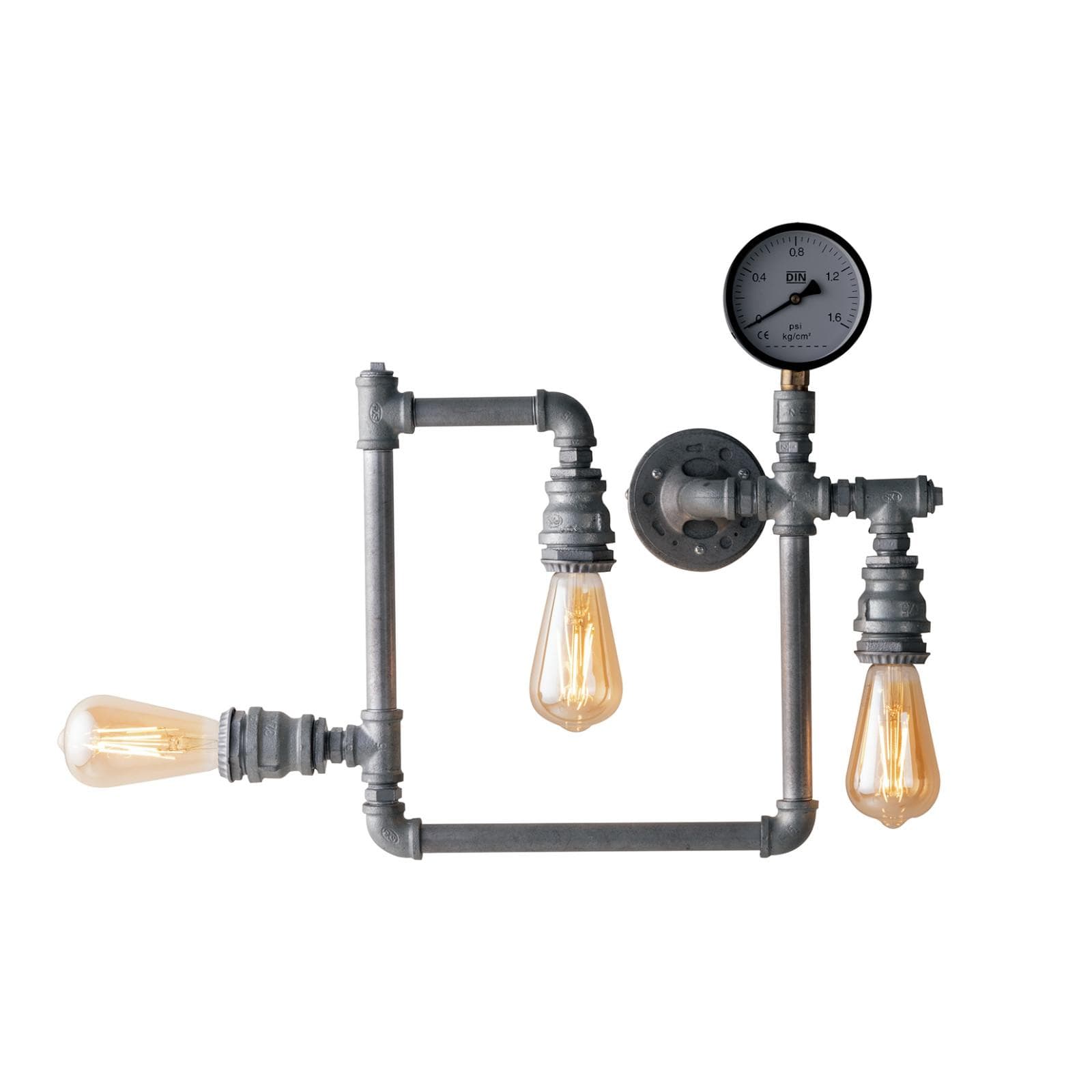 Plafoniera stile industrial 48x10 cm in metallo effetto zincato