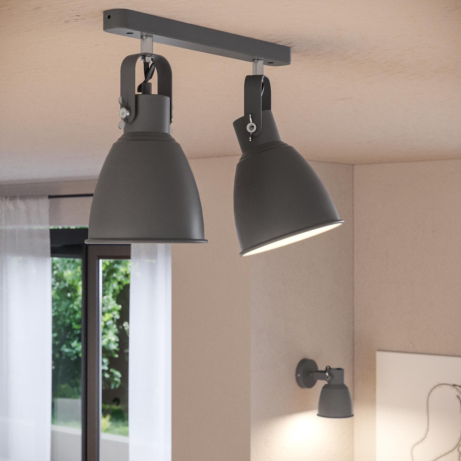 Plafoniera da interno 36x17 cm in metallo grigio