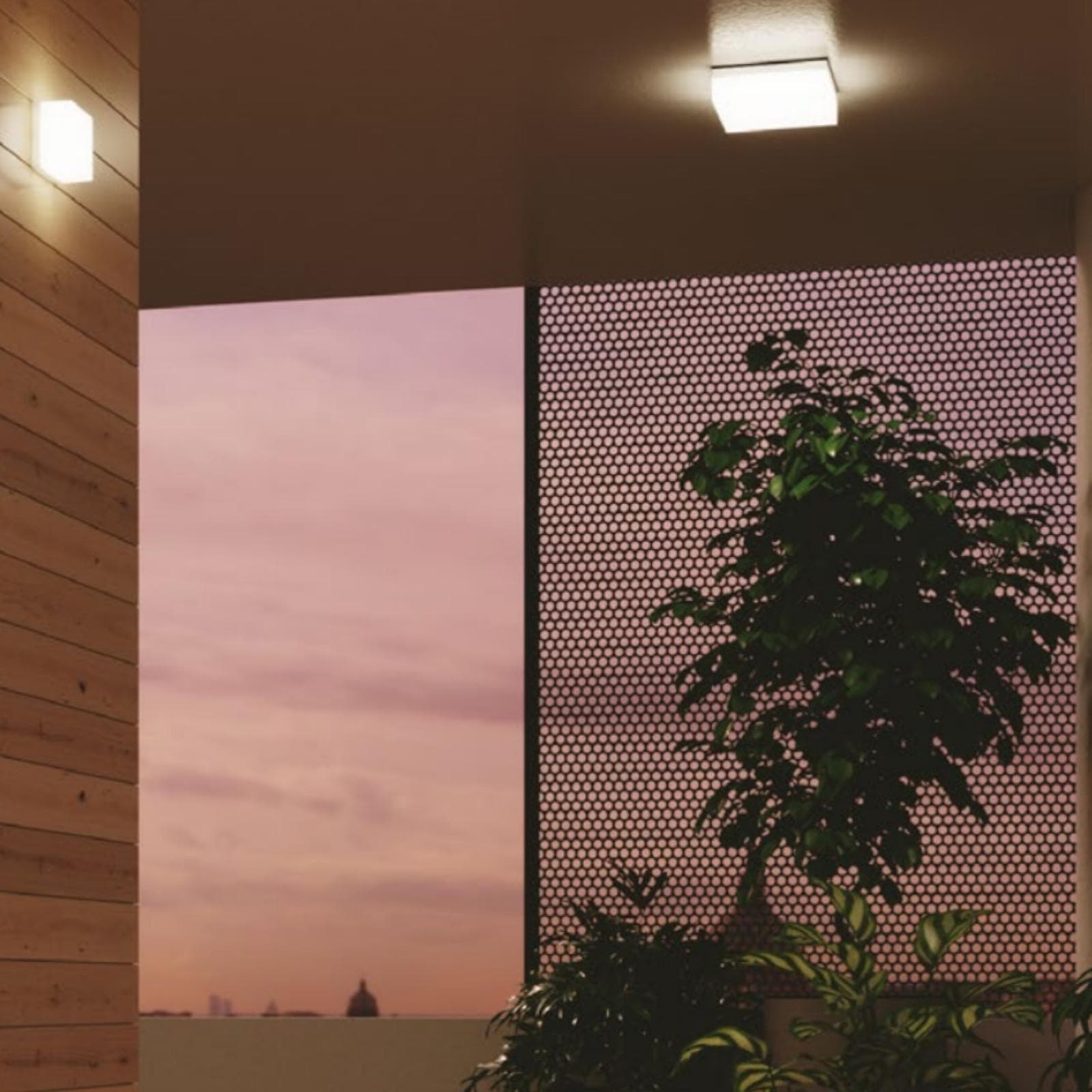 Plafoniera LED da esterno 25x25 cm acrilico bianco