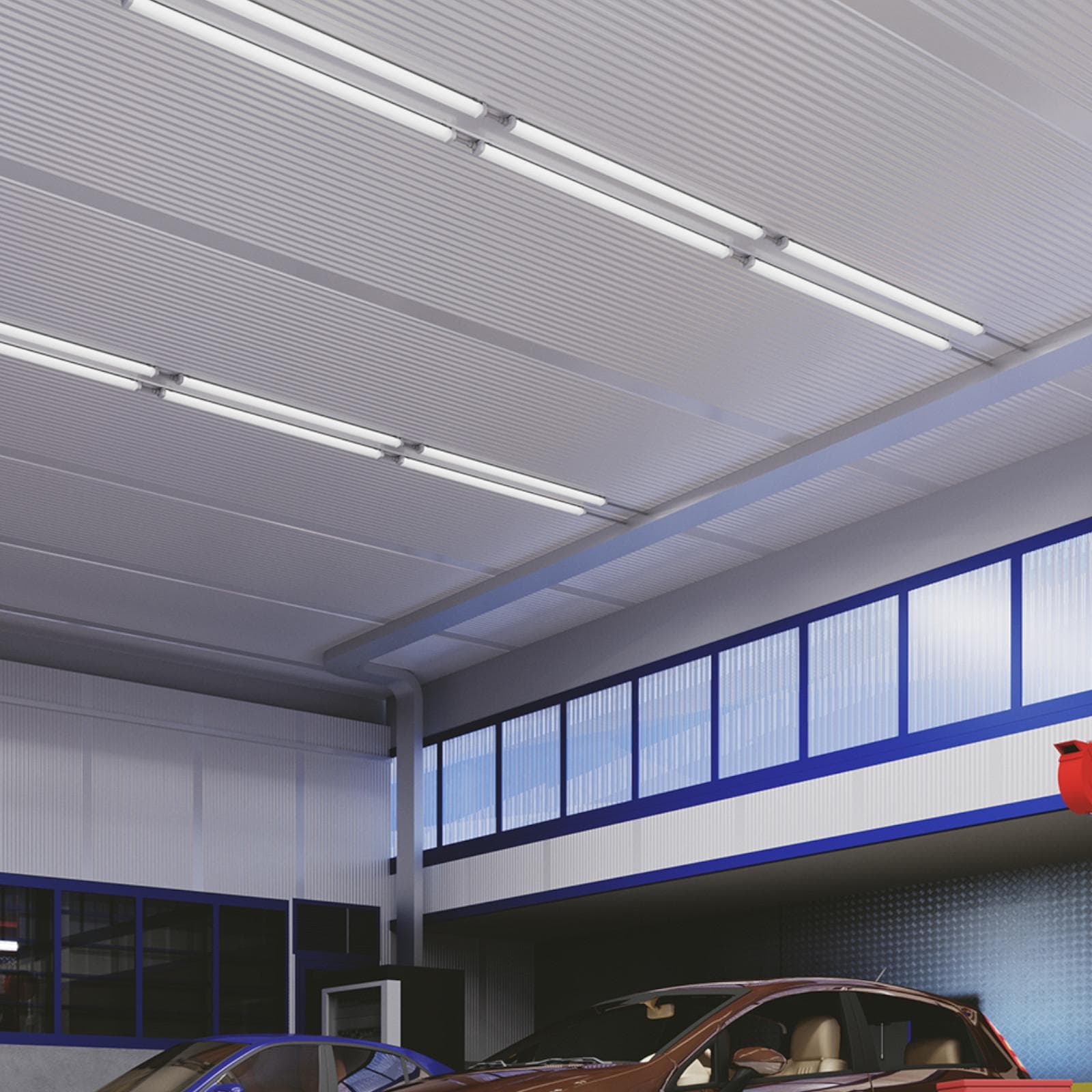 Plafoniera stagna led 150 cm in policarbonato bianco