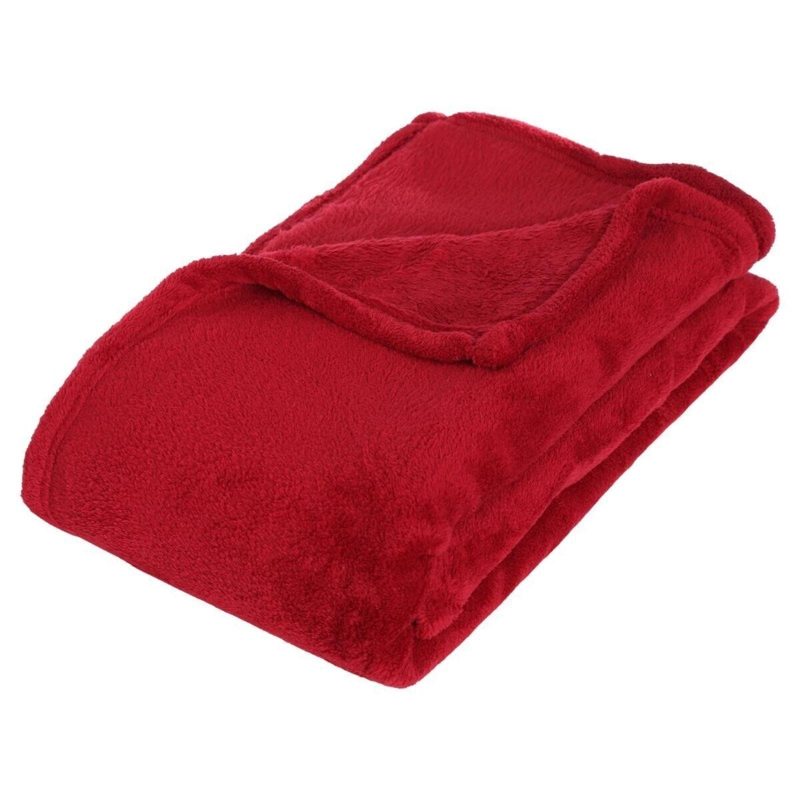 Coperta plaid 150x125 cm in microfibra rosso - Selavy