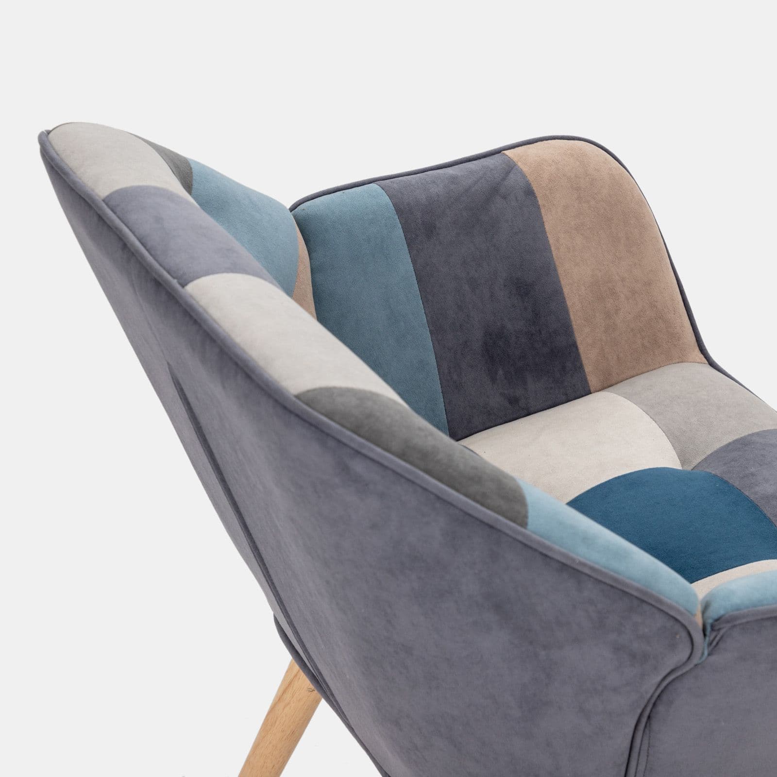 Poltrona scandinava in velluto patchwork multicolor blu - Copenaghen