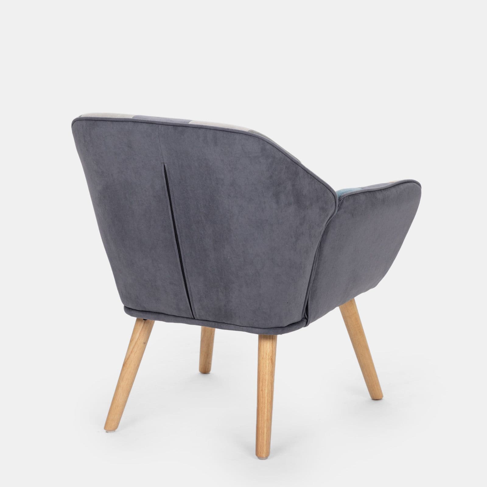 Poltrona scandinava in velluto patchwork multicolor blu - Copenaghen
