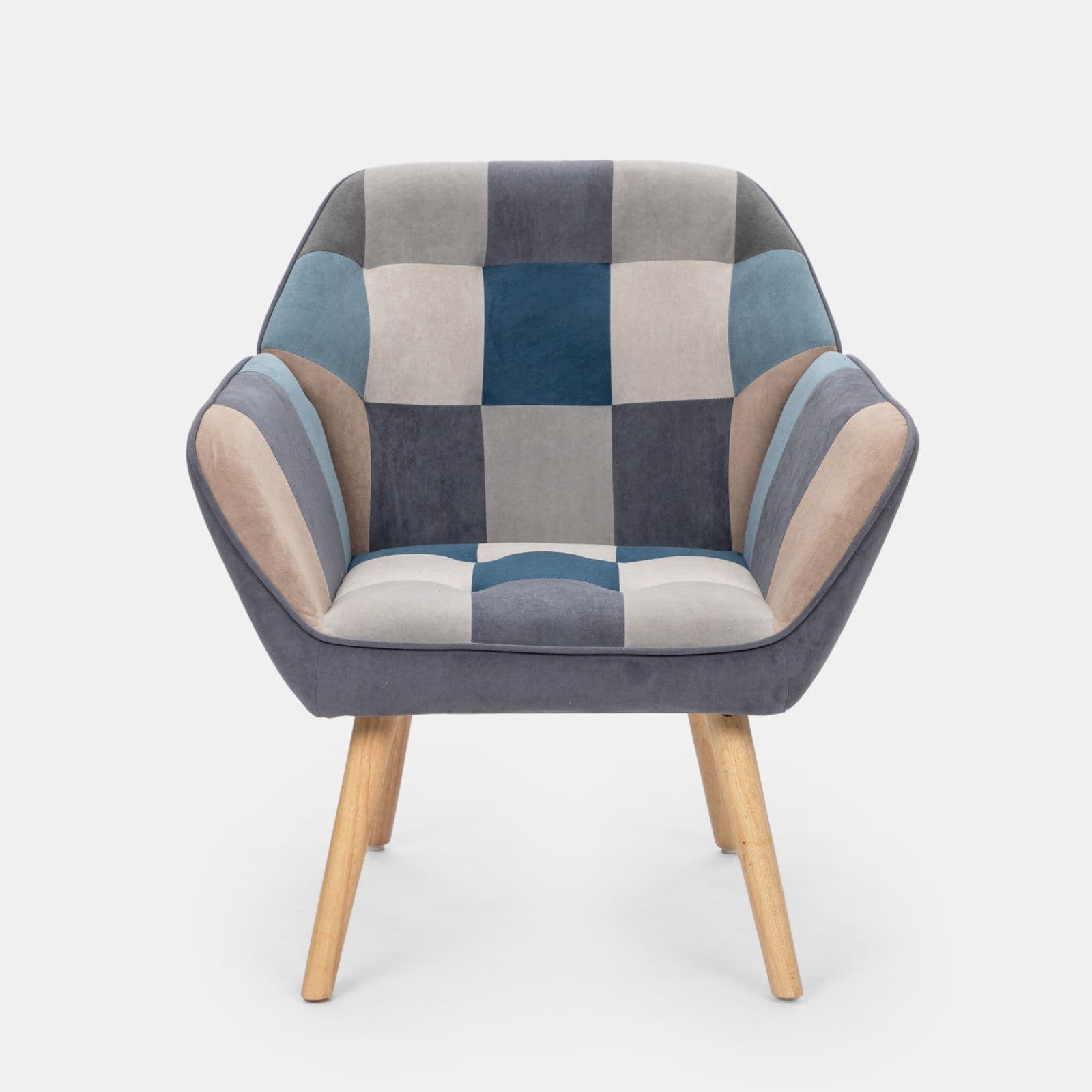 Poltrona scandinava in velluto patchwork multicolor blu - Copenaghen