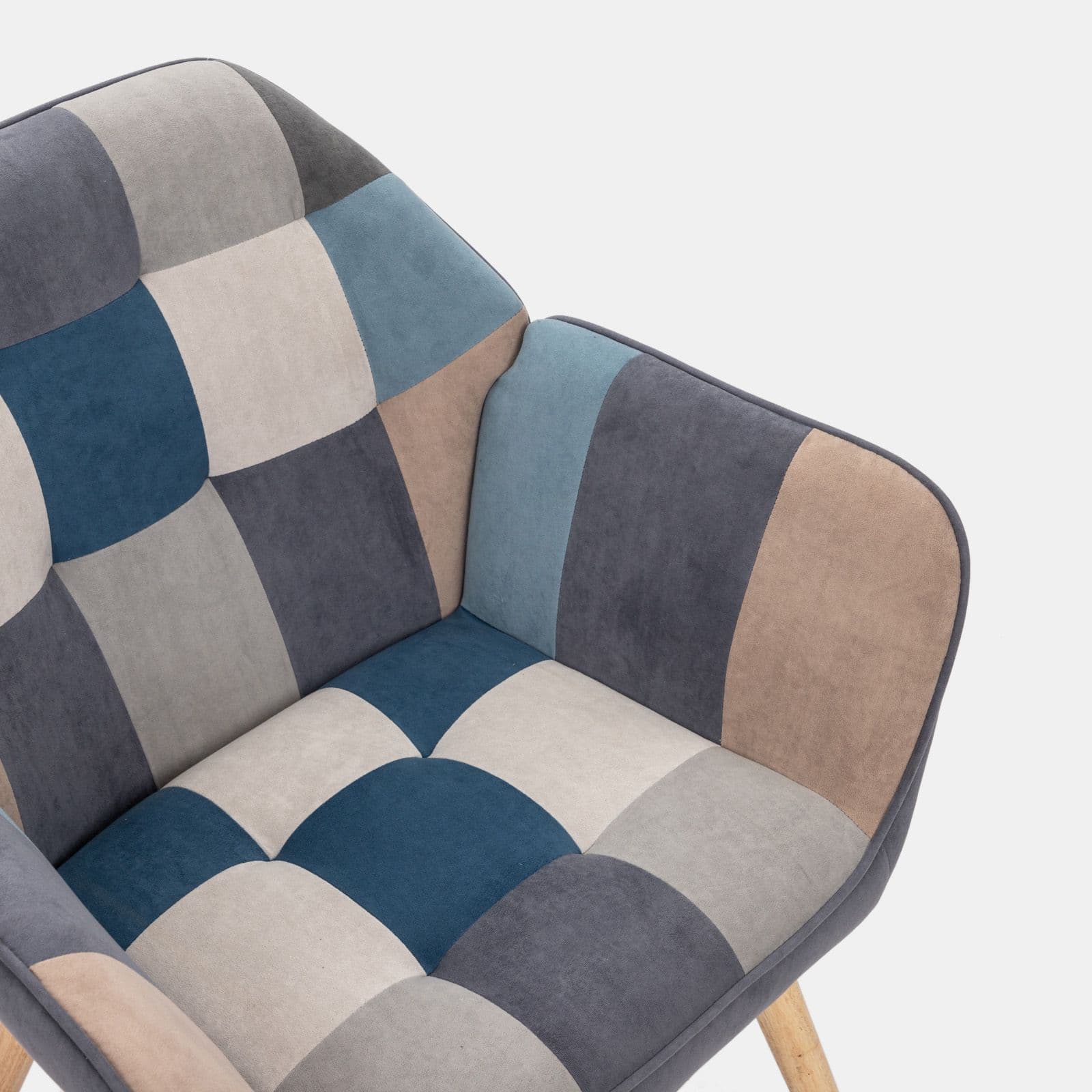 Poltrona scandinava in velluto patchwork multicolor blu - Copenaghen