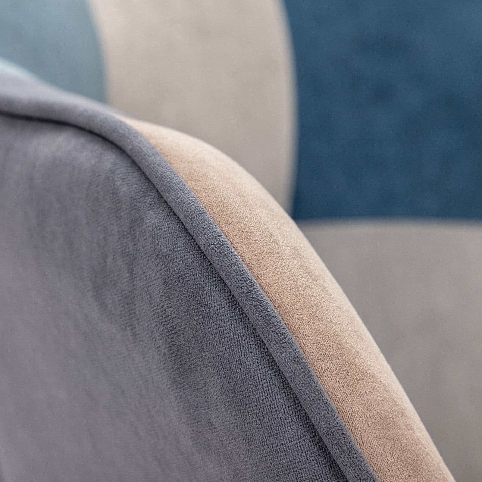 Poltrona scandinava in velluto patchwork multicolor blu - Copenaghen