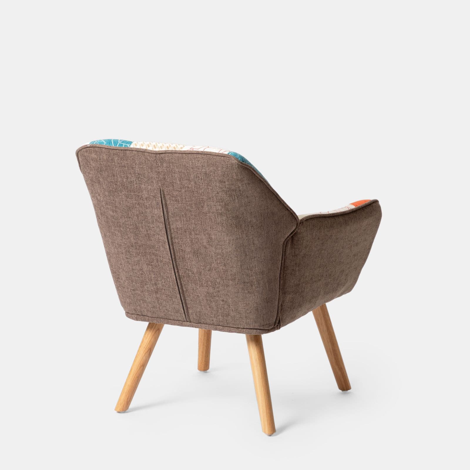 Poltrona scandinava in tessuto patchwork multicolor rosso e blu - Copenaghen