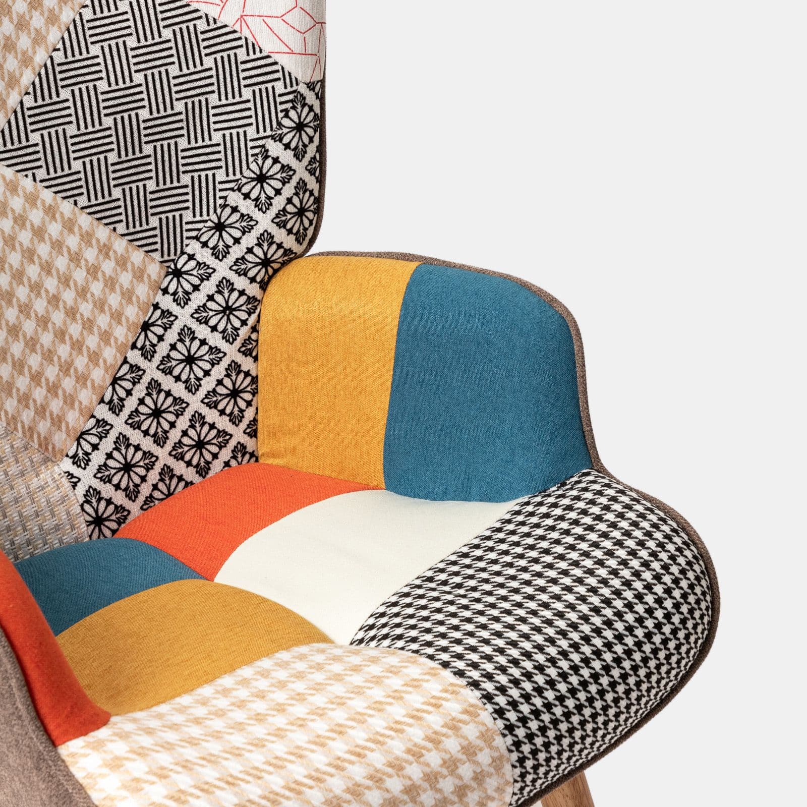 Poltrona scandinava in tessuto patchwork multicolor - Copenaghen