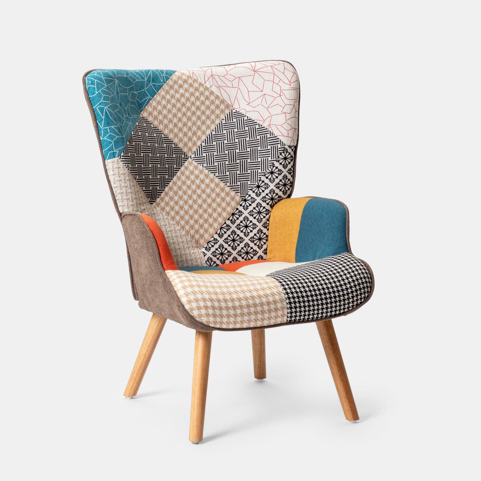 Poltrona scandinava in tessuto patchwork multicolor - Copenaghen