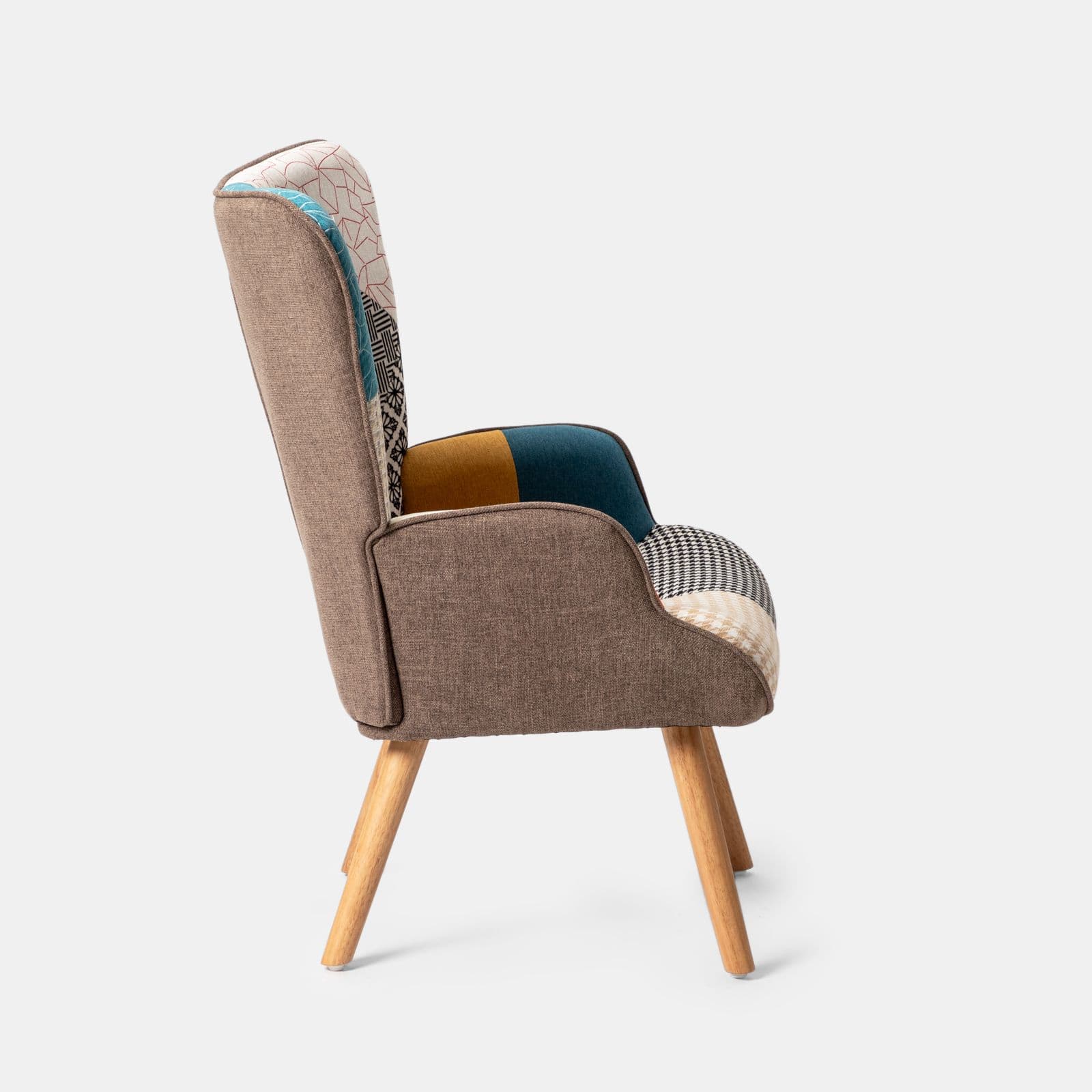 Poltrona scandinava in tessuto patchwork multicolor - Copenaghen