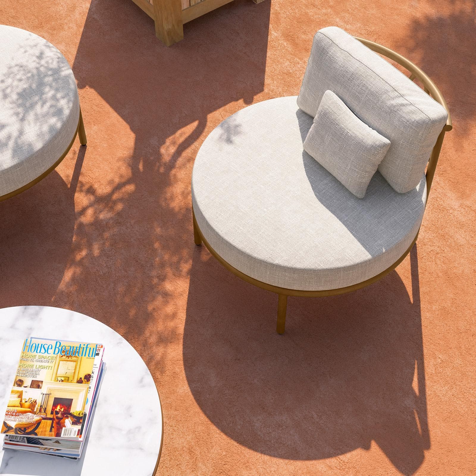 Poltrona alluminio effetto legno in tessuto olefin beige - Keanu