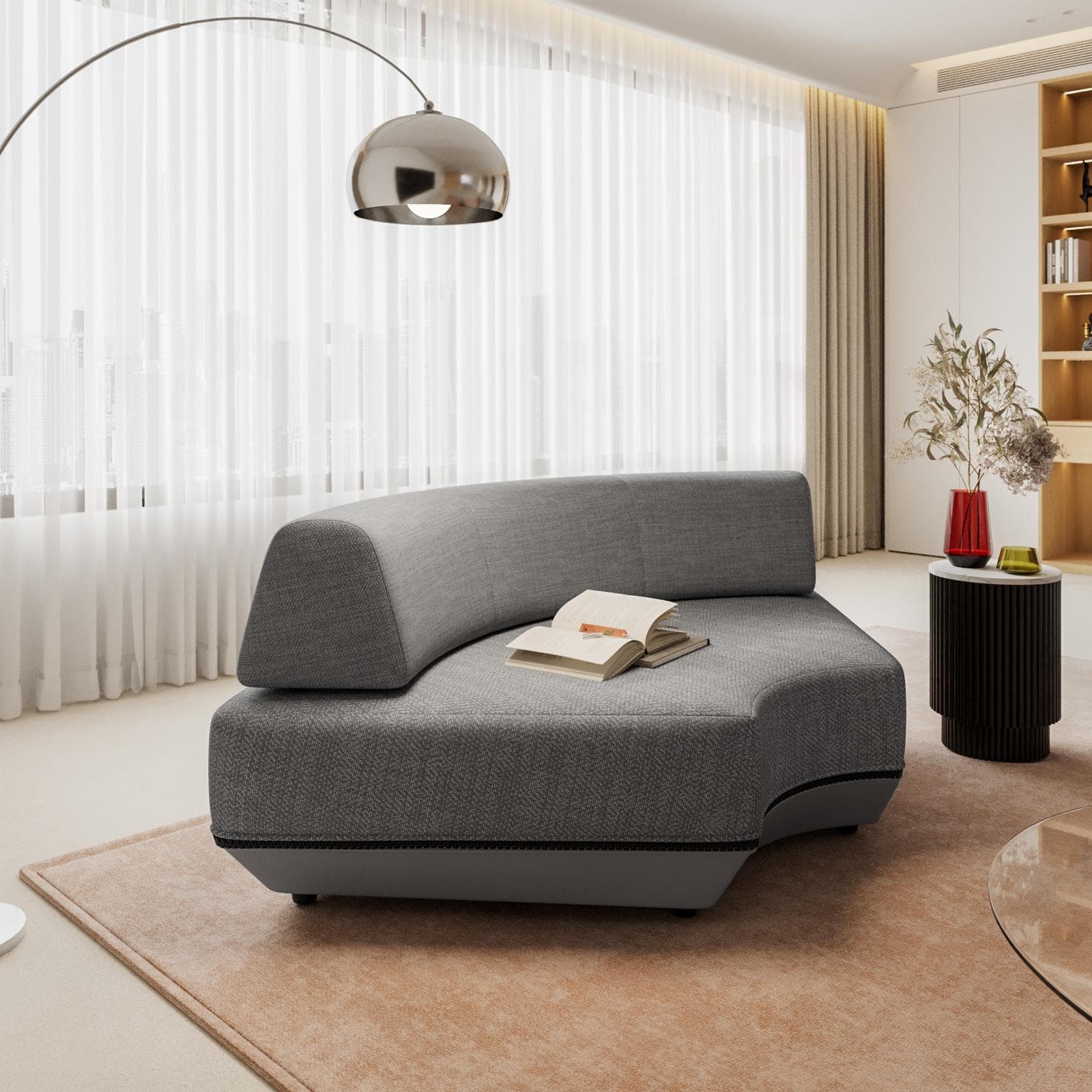 Poltrona angolare in tessuto olefin grigio - Laela
