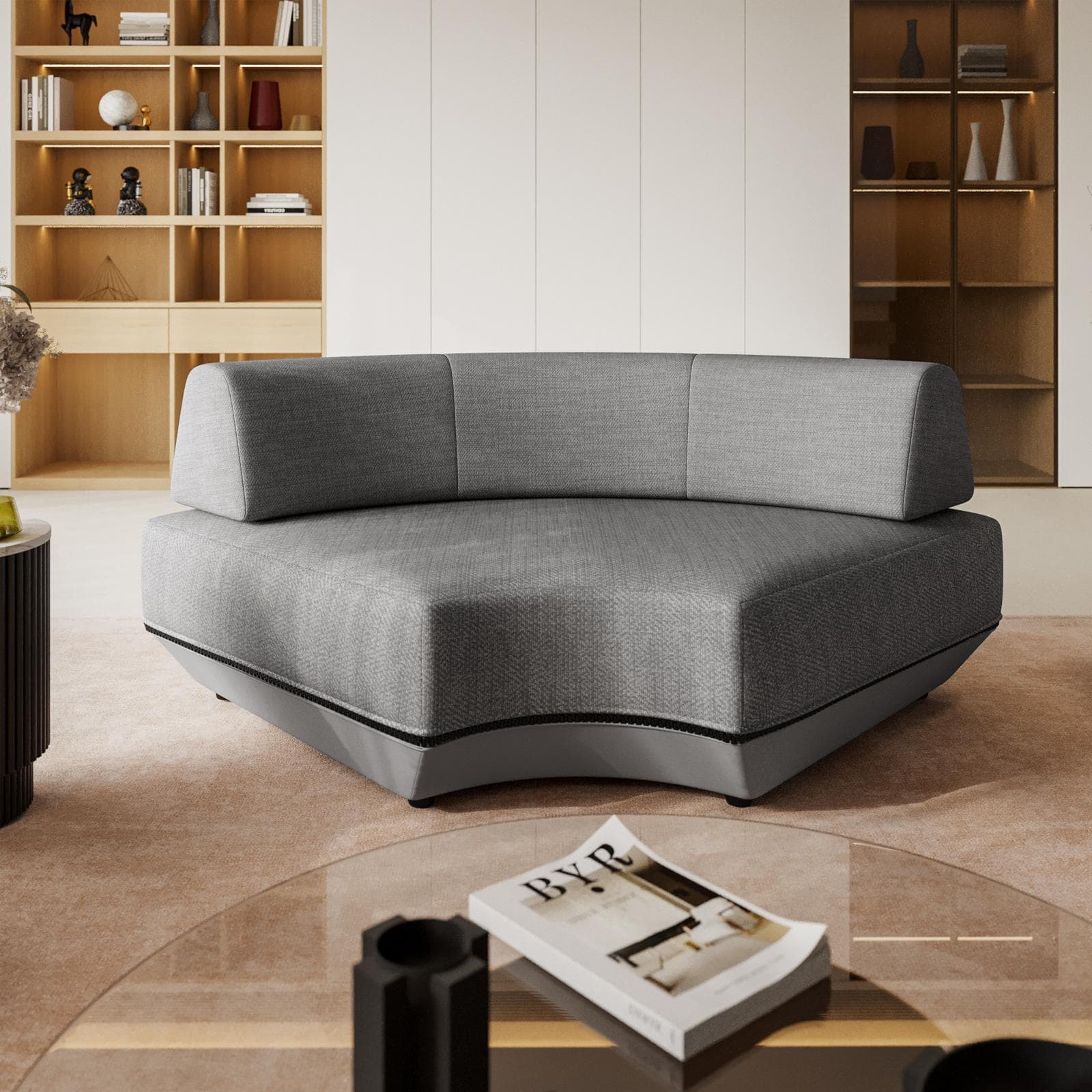 Poltrona angolare in tessuto olefin grigio - Laela