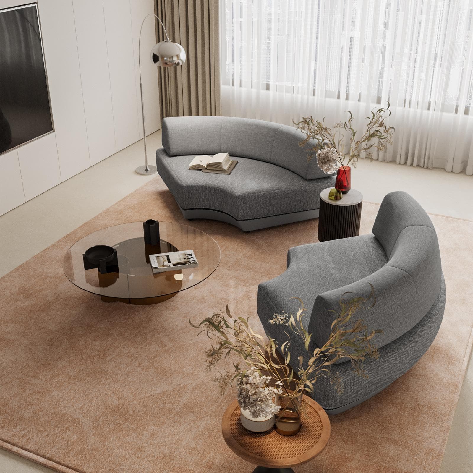 Poltrona angolare in tessuto olefin grigio - Laela