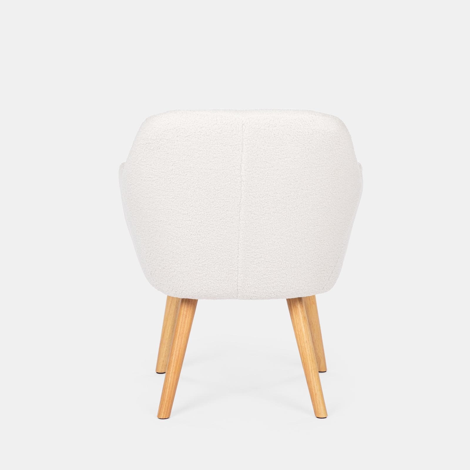 Poltrona in tessuto teddy bianco con gambe in legno - Yisa