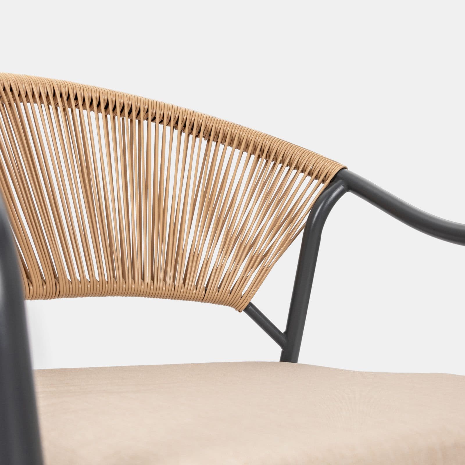 Poltrona da giardino 60x78h cm in acciaio antracite con cuscino beige - Evans