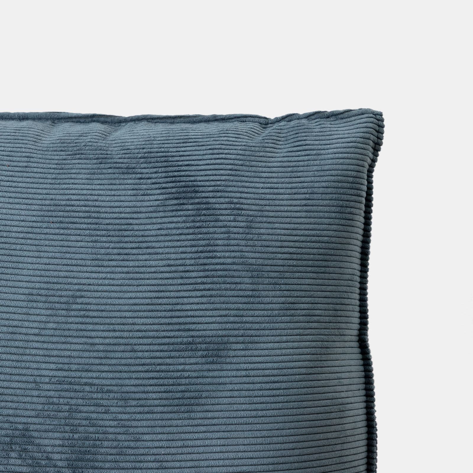 Poltrona da giardino con doppio cuscino in velluto a coste blu e struttura in metallo nero - Lorelei