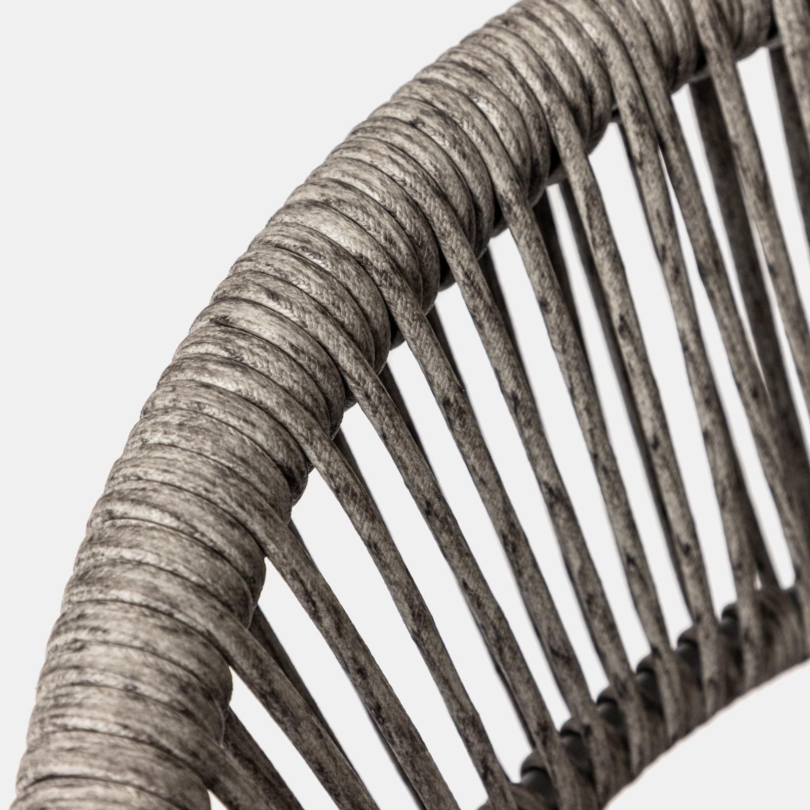 Sedia con braccioli effetto legno naturale in acciaio e corda grigio scuro - Reagan