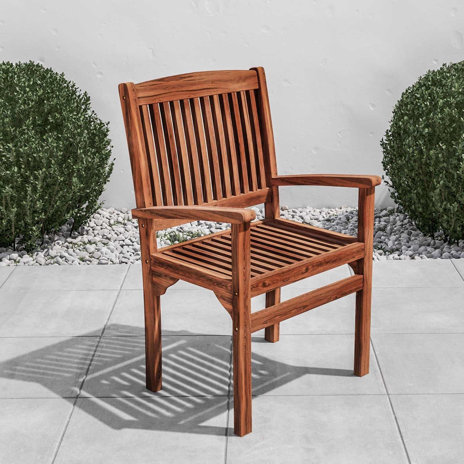 Sedia da giardino con braccioli in legno teak - Louis