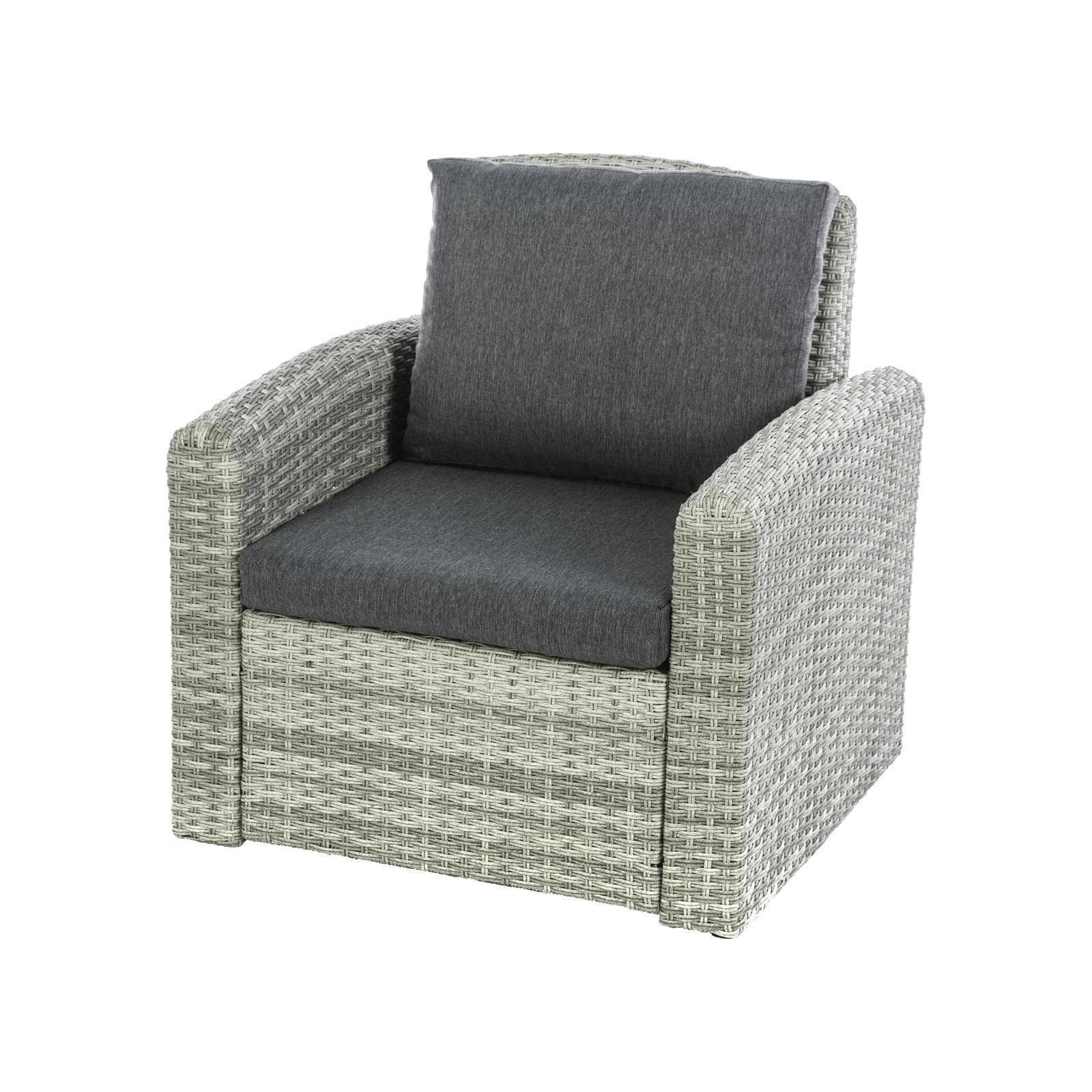 Poltrona da giardino in polyrattan naturale con cuscini - Zaltana