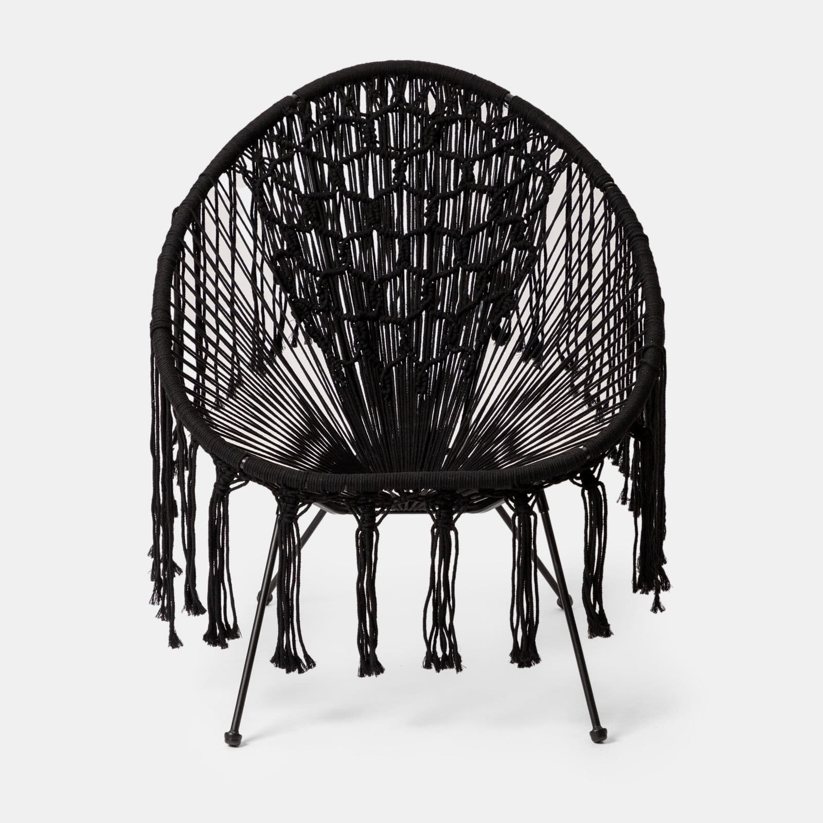 Poltrona da giardino macramè in cotone naturale nero - Dasya