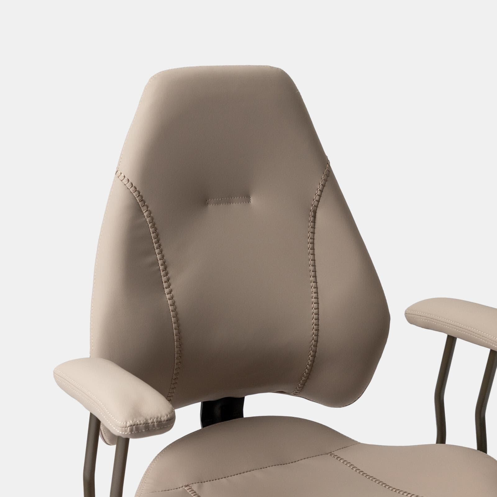 Poltrona da ufficio girevole in similpelle beige con base in metallo grigio - Vinay