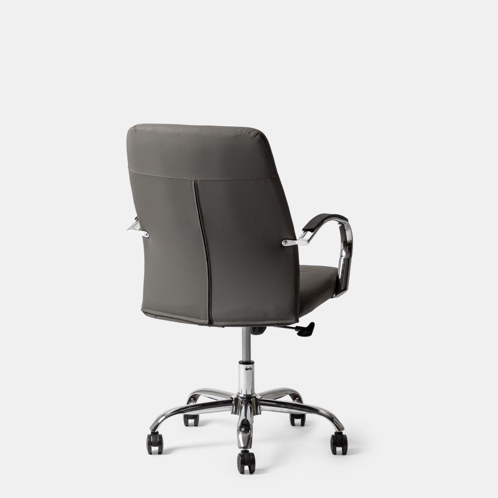 Poltrona da ufficio girevole in similpelle grigio scuro con struttura cromo - Supra