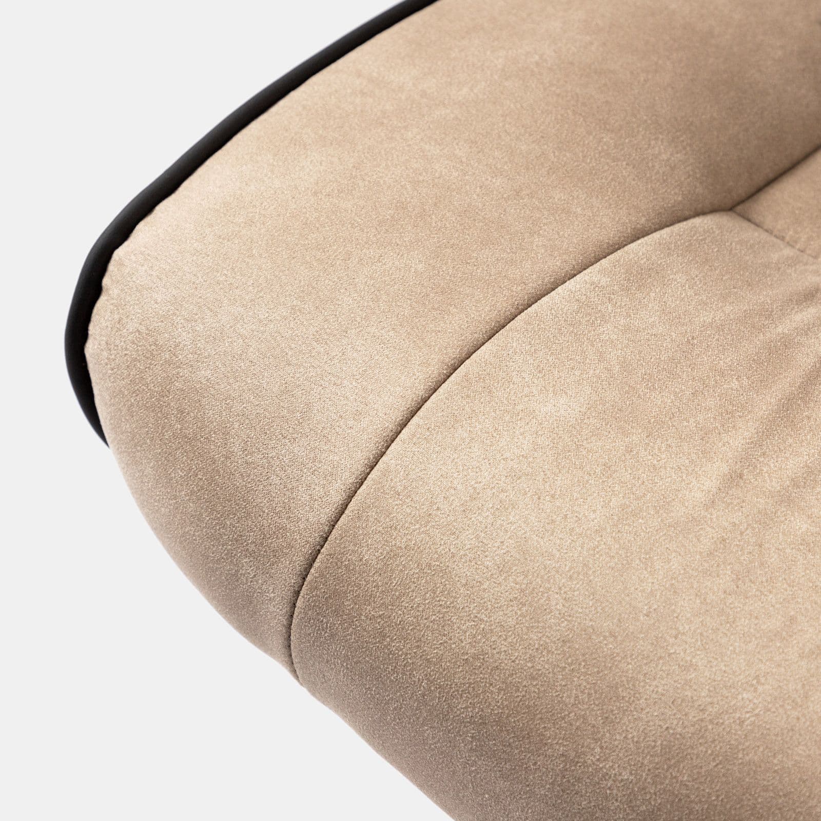 Poltrona da ufficio girevole in tessuto scamosciato beige con cuscino e poggiatesta removibili - Monday