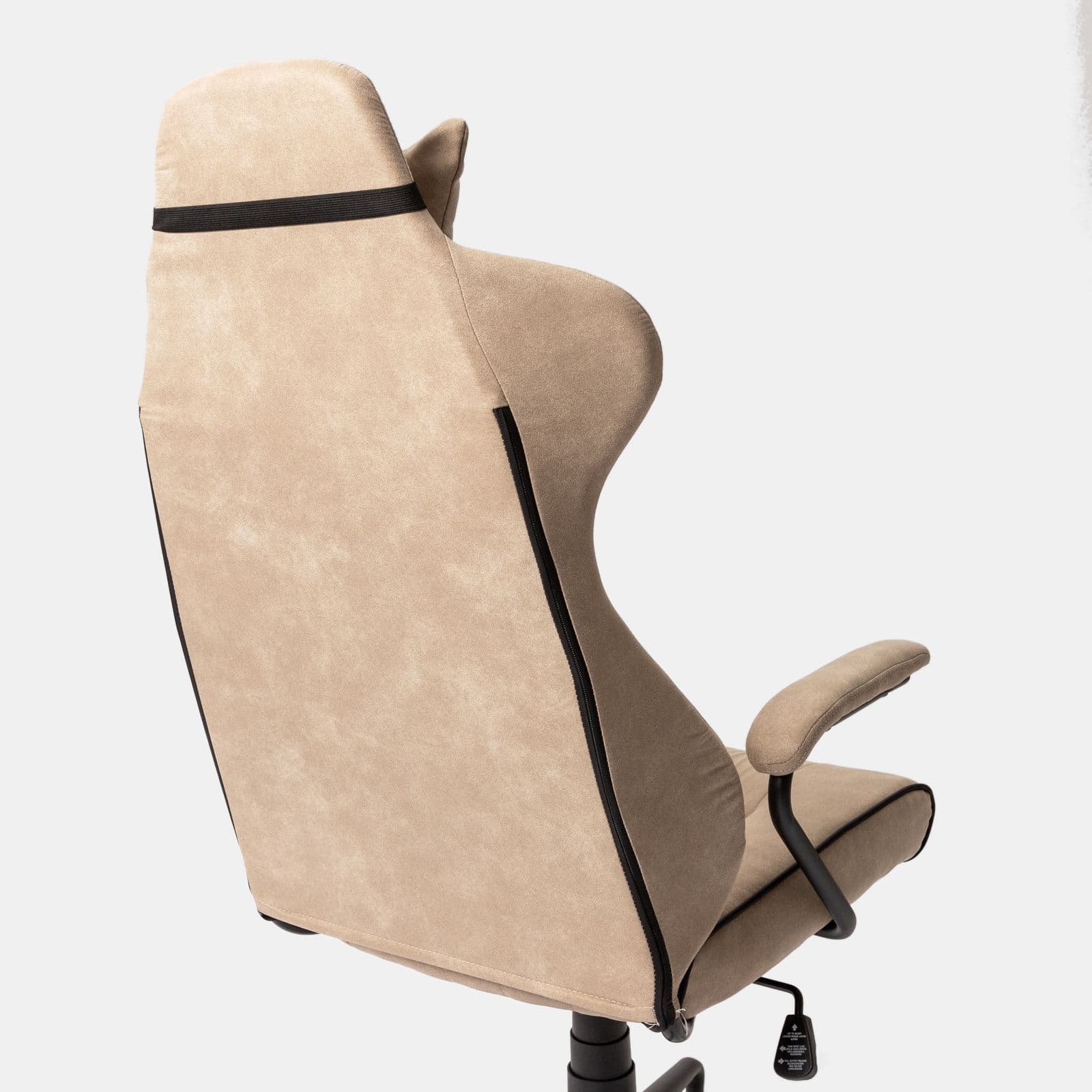 Poltrona da ufficio girevole in tessuto scamosciato beige con cuscino e poggiatesta removibili - Monday