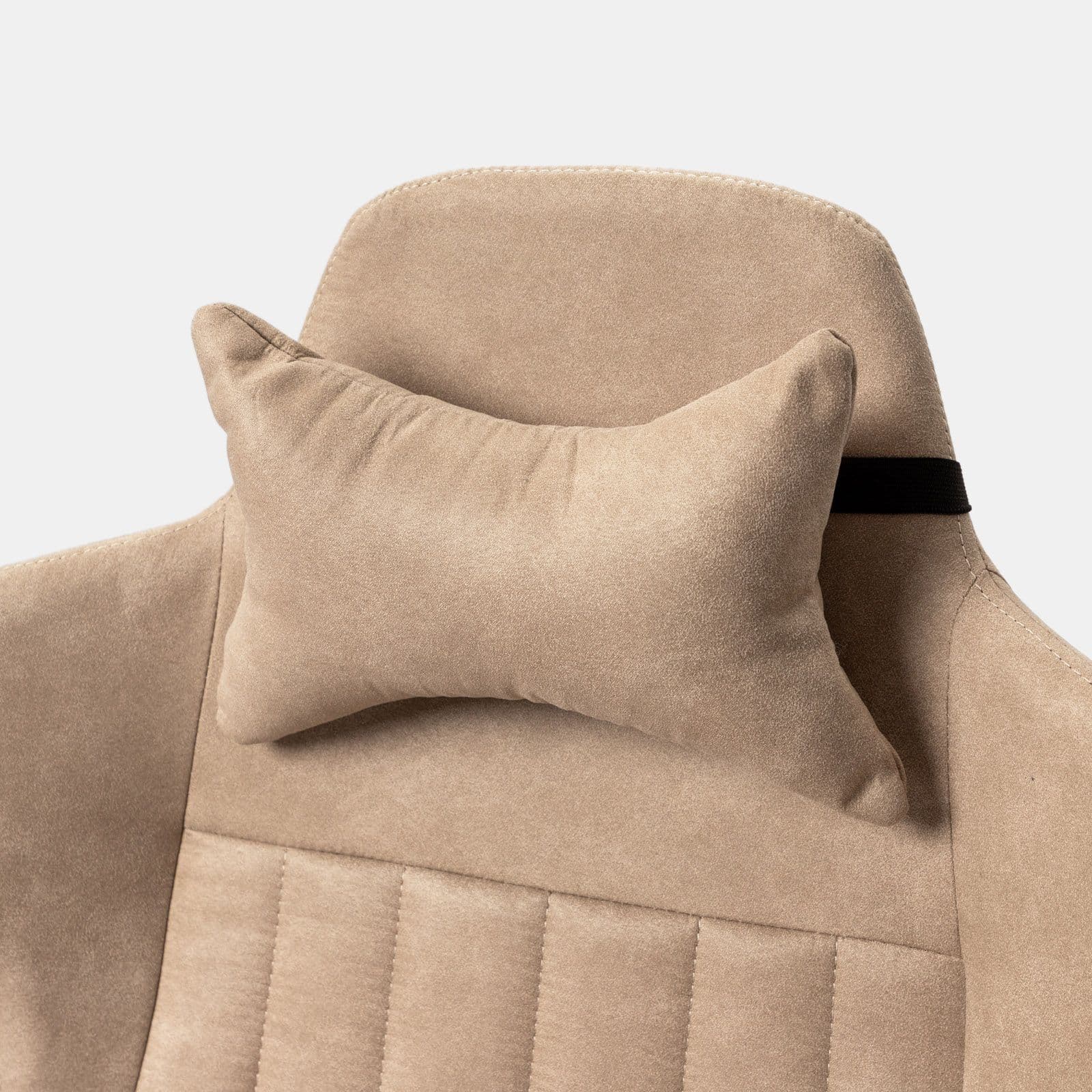 Poltrona da ufficio girevole in tessuto scamosciato beige con cuscino e poggiatesta removibili - Monday