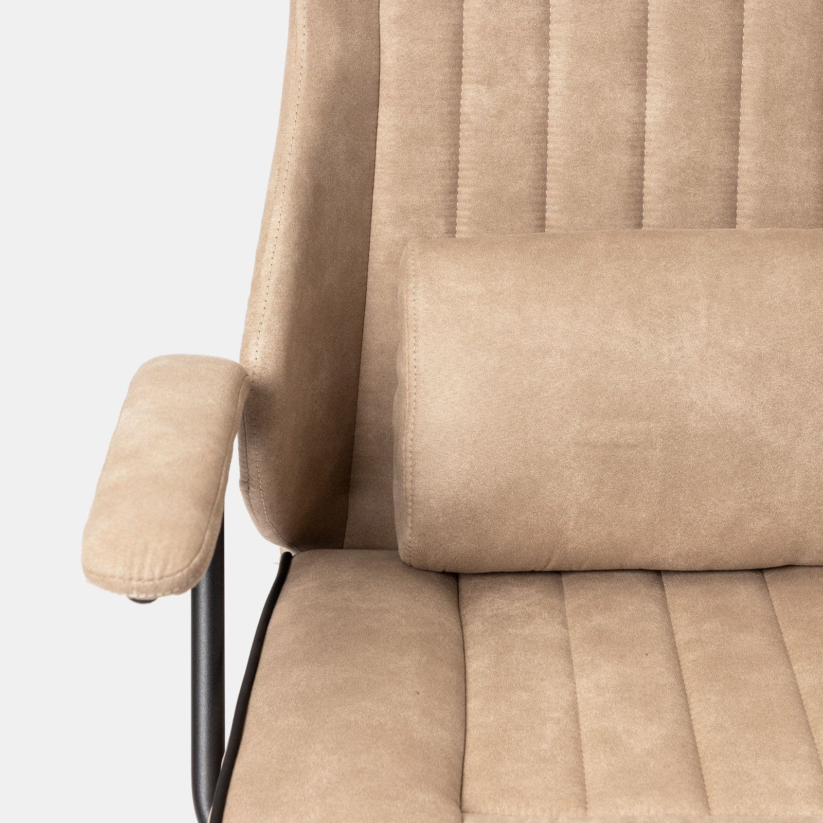 Poltrona da ufficio girevole in tessuto scamosciato beige con cuscino e poggiatesta removibili - Monday