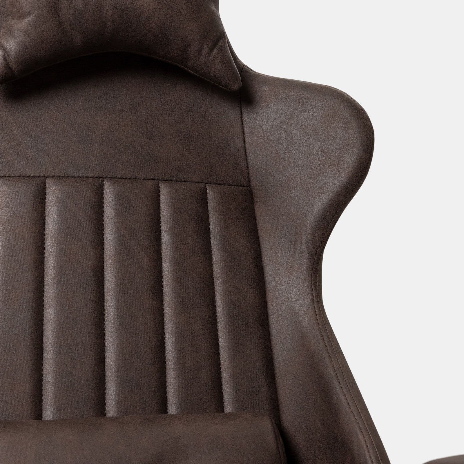Poltrona da ufficio girevole in tessuto scamosciato cacao con cuscino e poggiatesta removibili - Monday