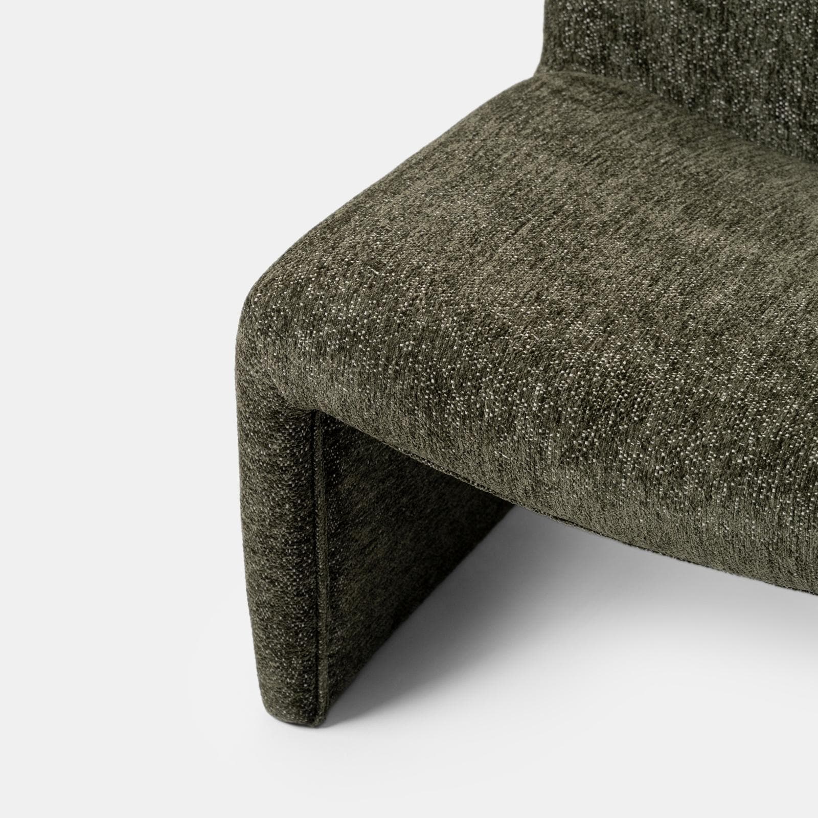 Poltrona dal design moderno in bouclé verde scuro - Niklam