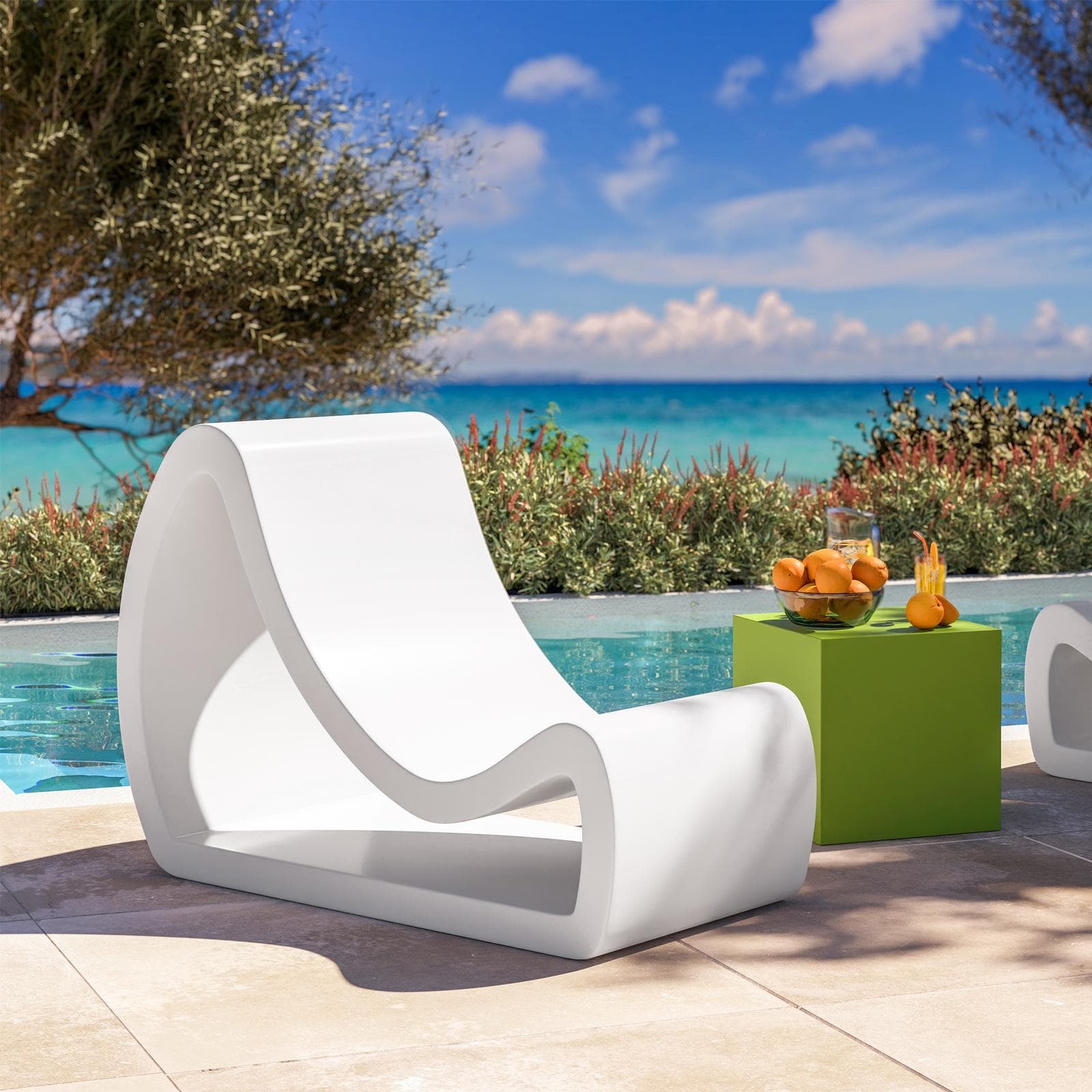 Poltrona design da esterno in polietilene bianco - Flamink