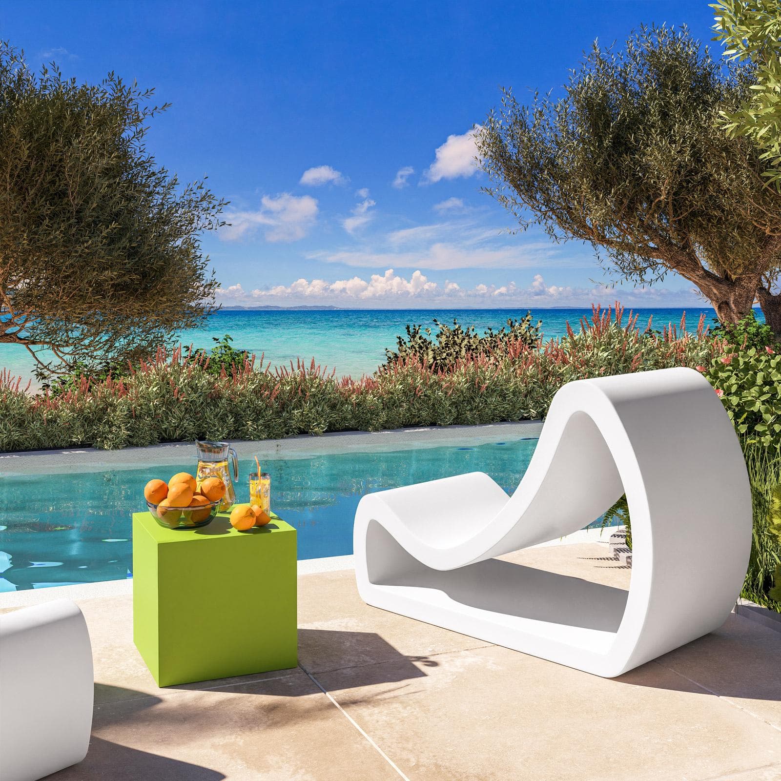 Poltrona design da esterno in polietilene bianco - Flamink