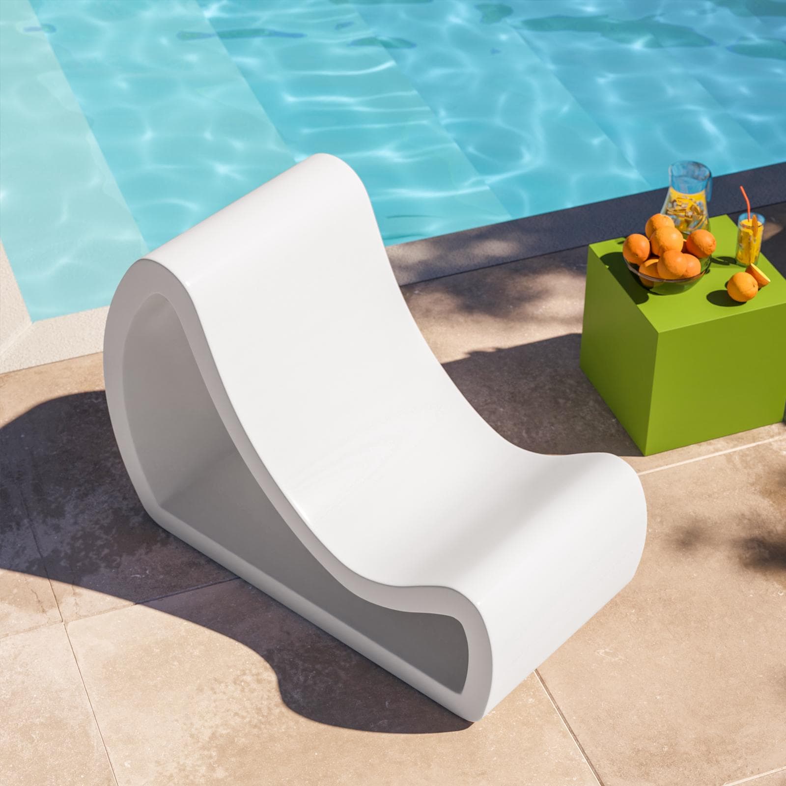 Poltrona design da esterno in polietilene bianco - Flamink