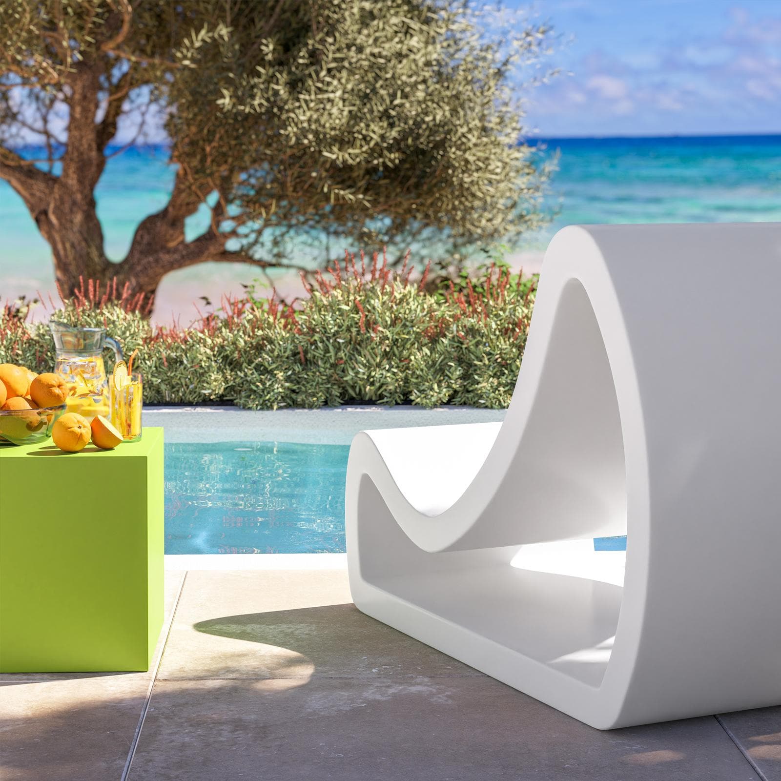Poltrona design da esterno in polietilene bianco - Flamink