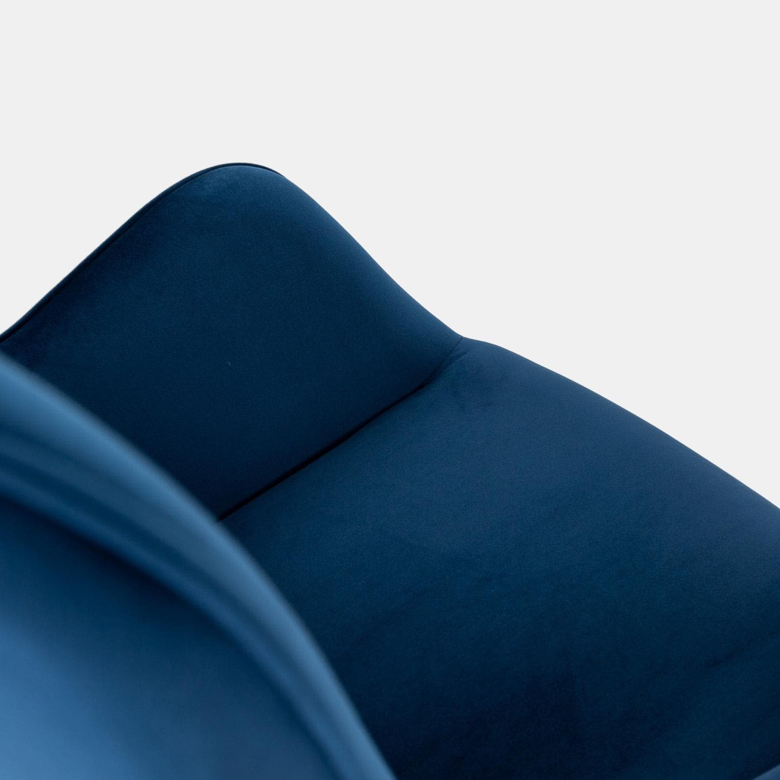 Poltrona da ufficio girevole imbottita in velluto trapuntato blu e base cromo - Sfinge Roller
