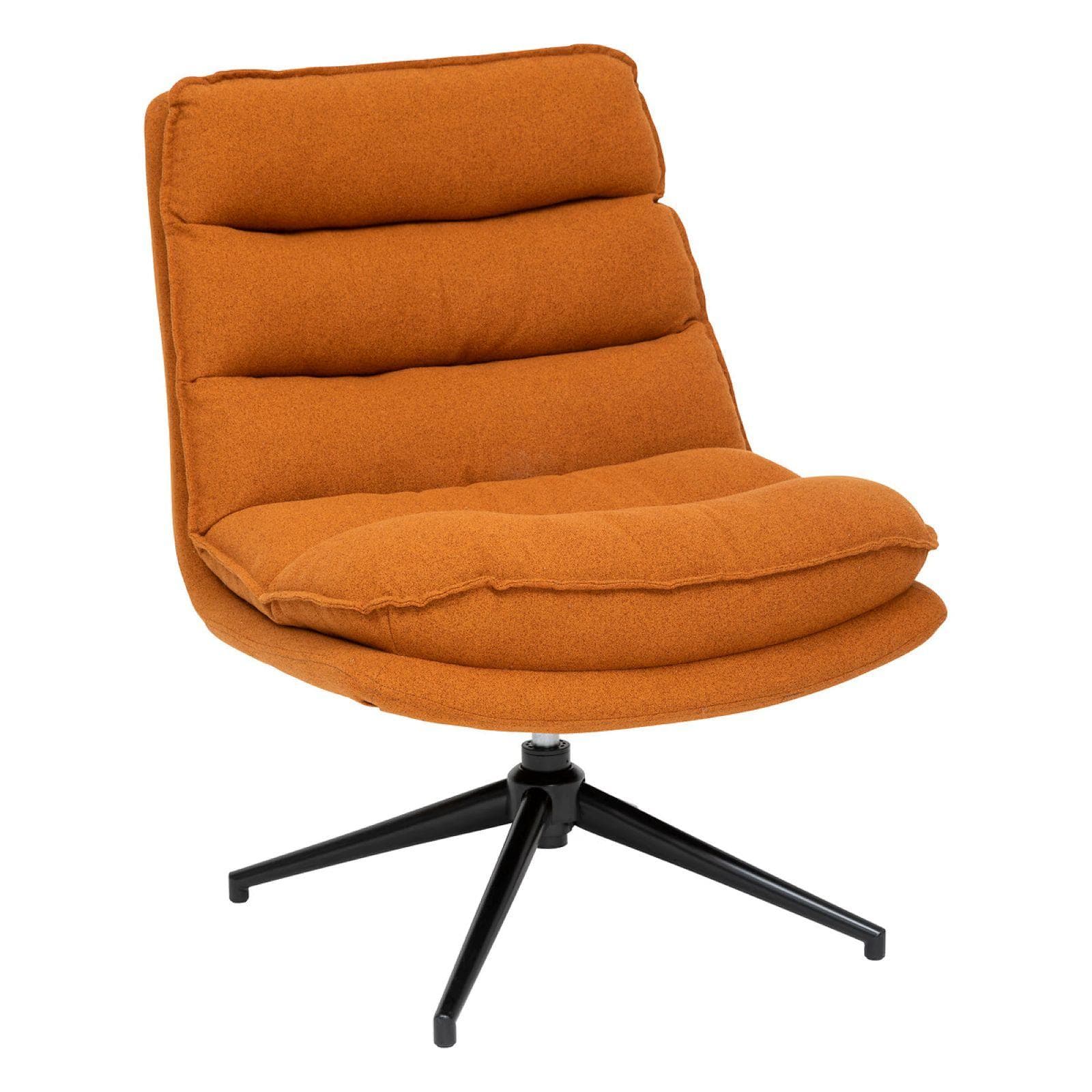 Poltrona girevole in tessuto terracotta trapuntato e struttura in acciaio nero - Vikos