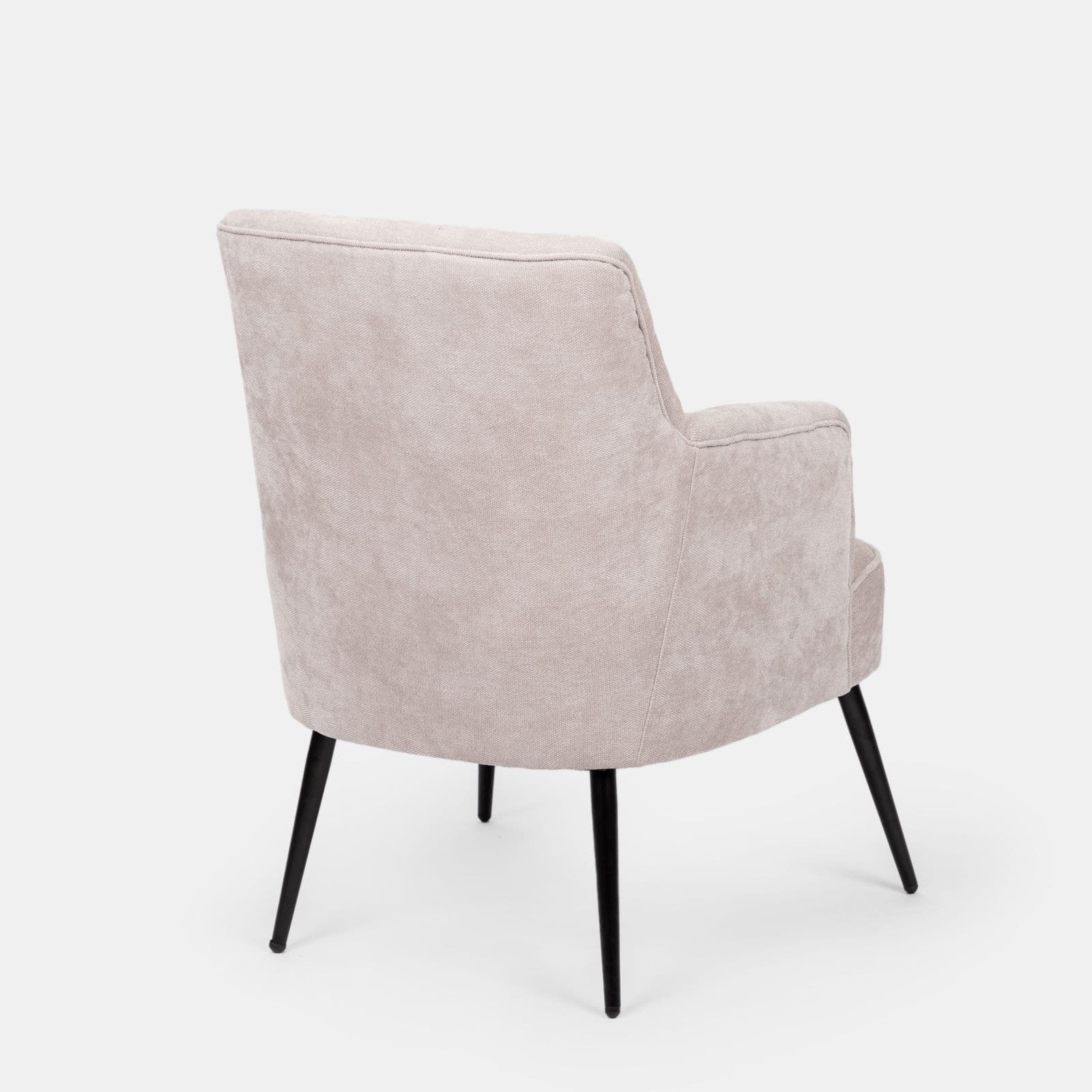 Poltrona imbottita in ciniglia beige con gambe nere - Ferry