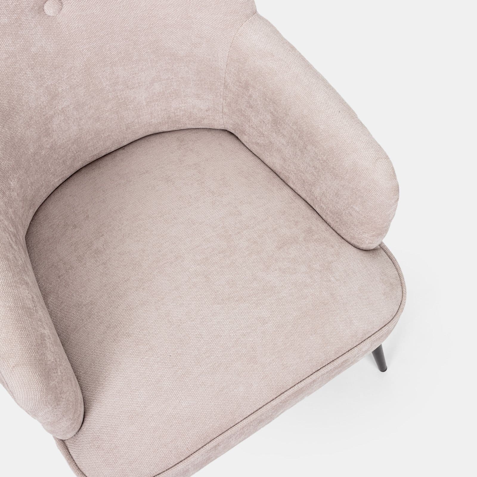 Poltrona imbottita in ciniglia beige con gambe nere - Ferry